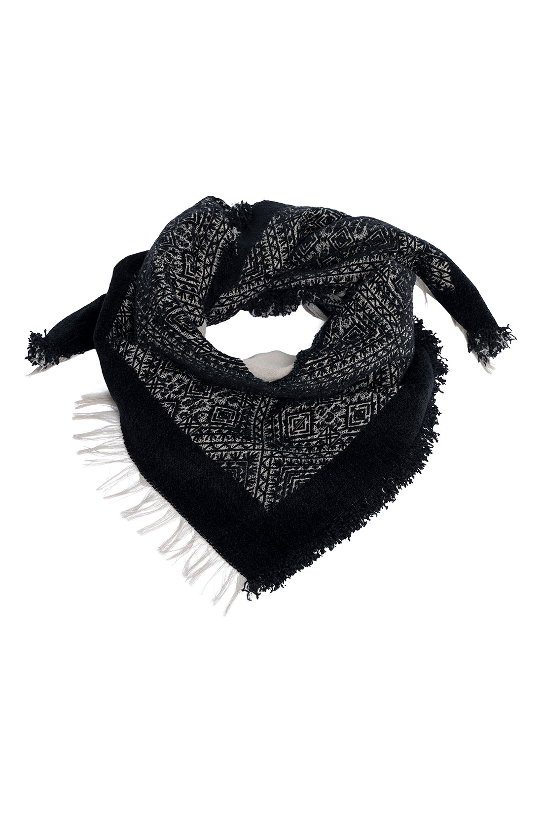 Black And White Frayed Edges Scarf