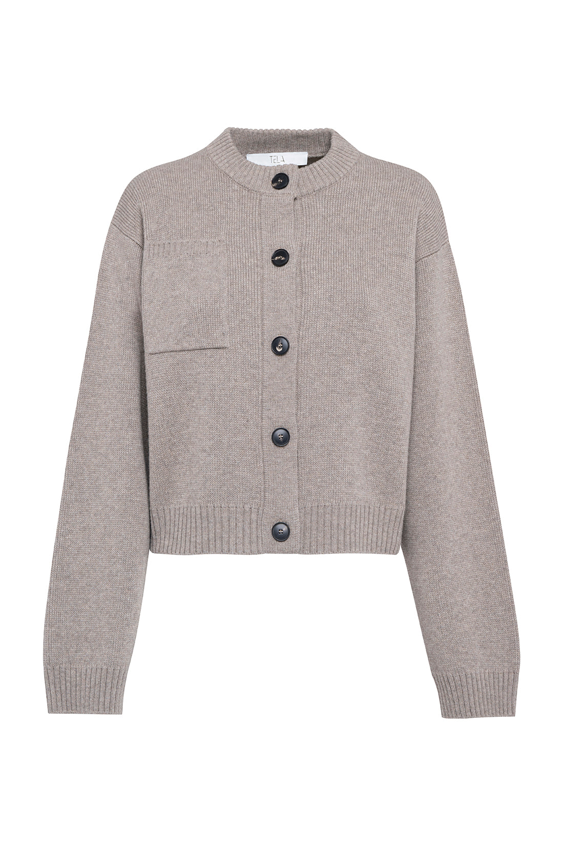 Carded Wool Cardigan With Front Buttoning Closure