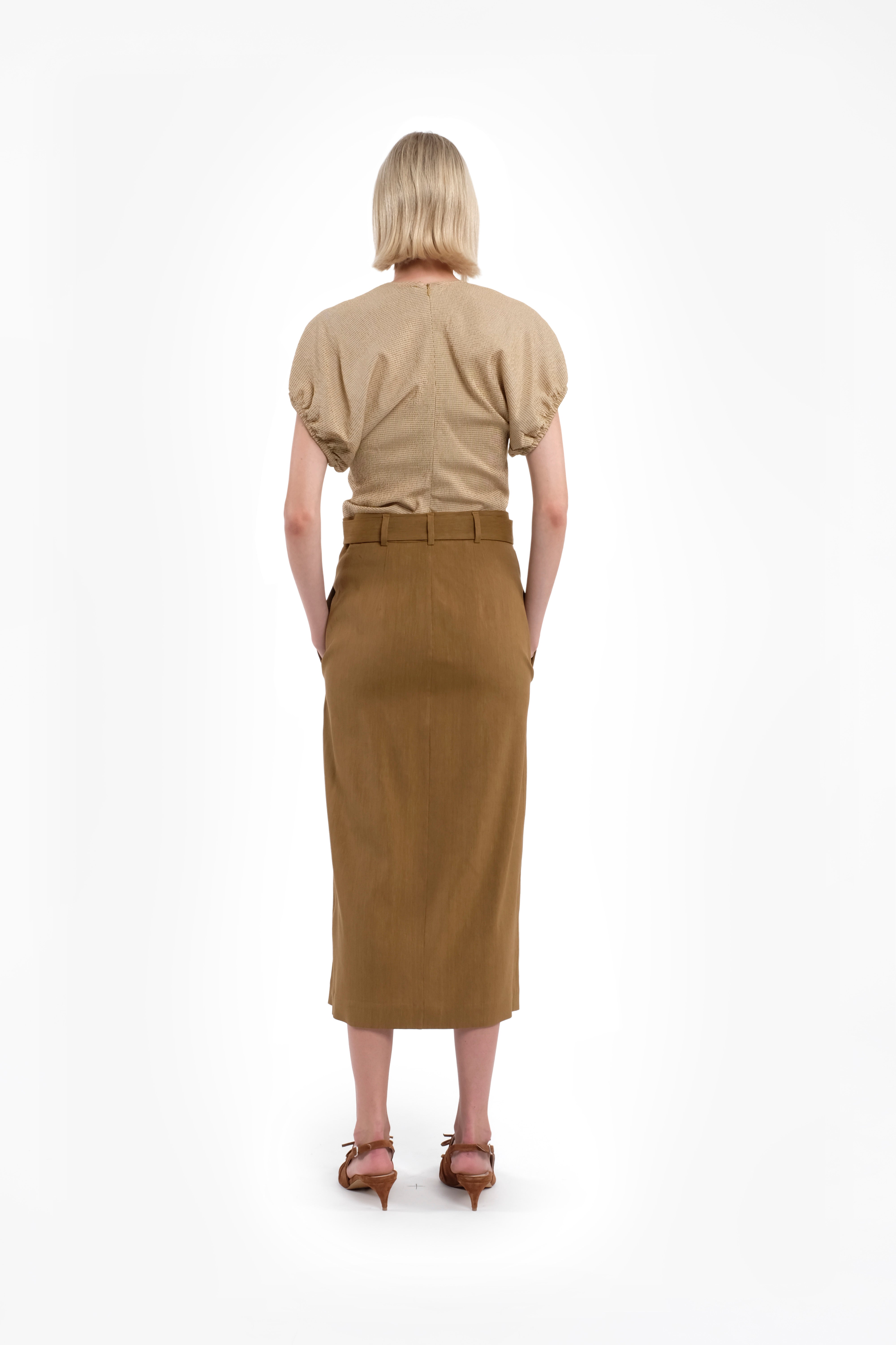 Open-Back Suede Moccasin Sandals With Heel And Strap In Coffee Color