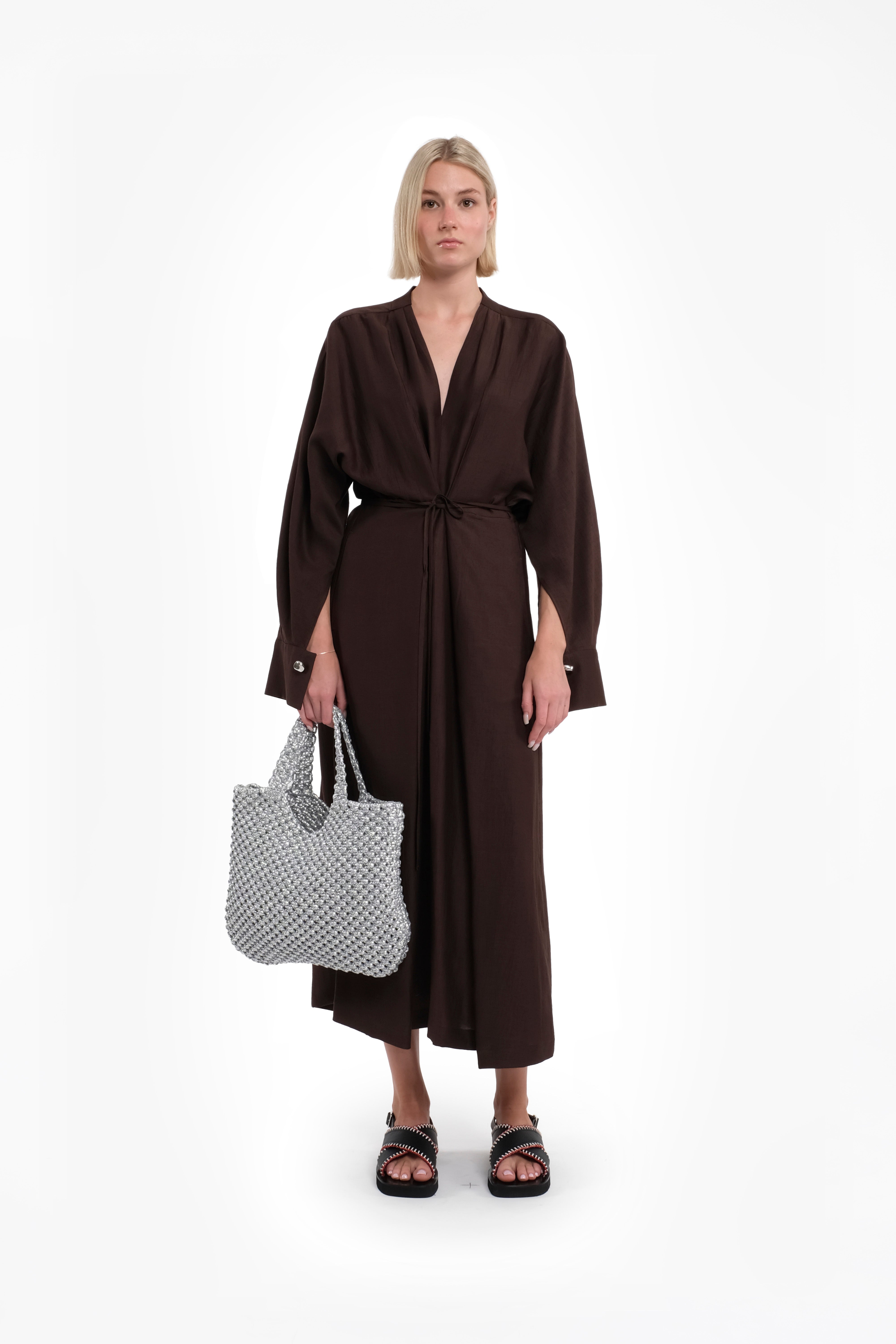 Silver Sparkling Lurex Mesh Handbag