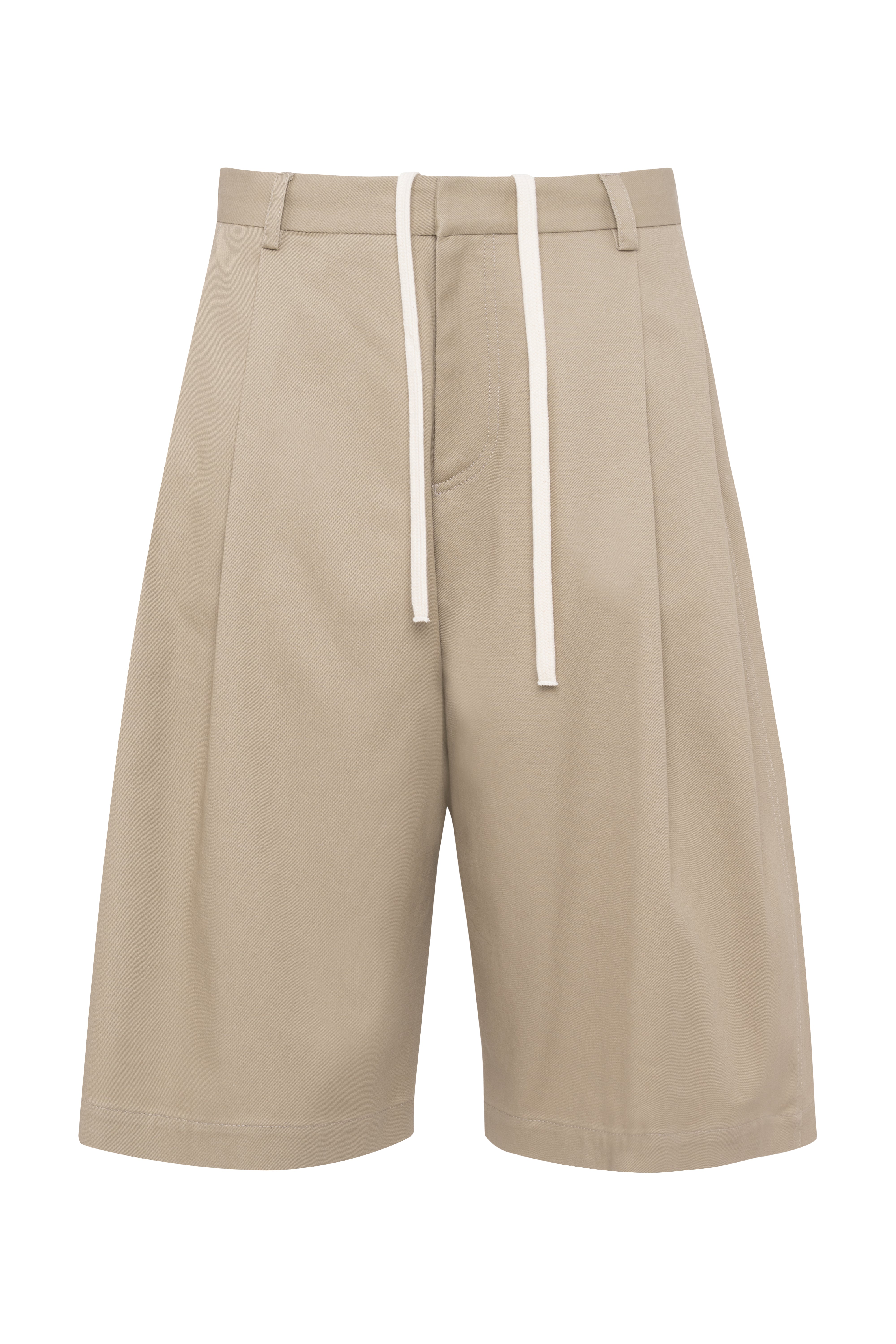 Elegant Cotton Gabardine Bermuda Shorts In Sand Color