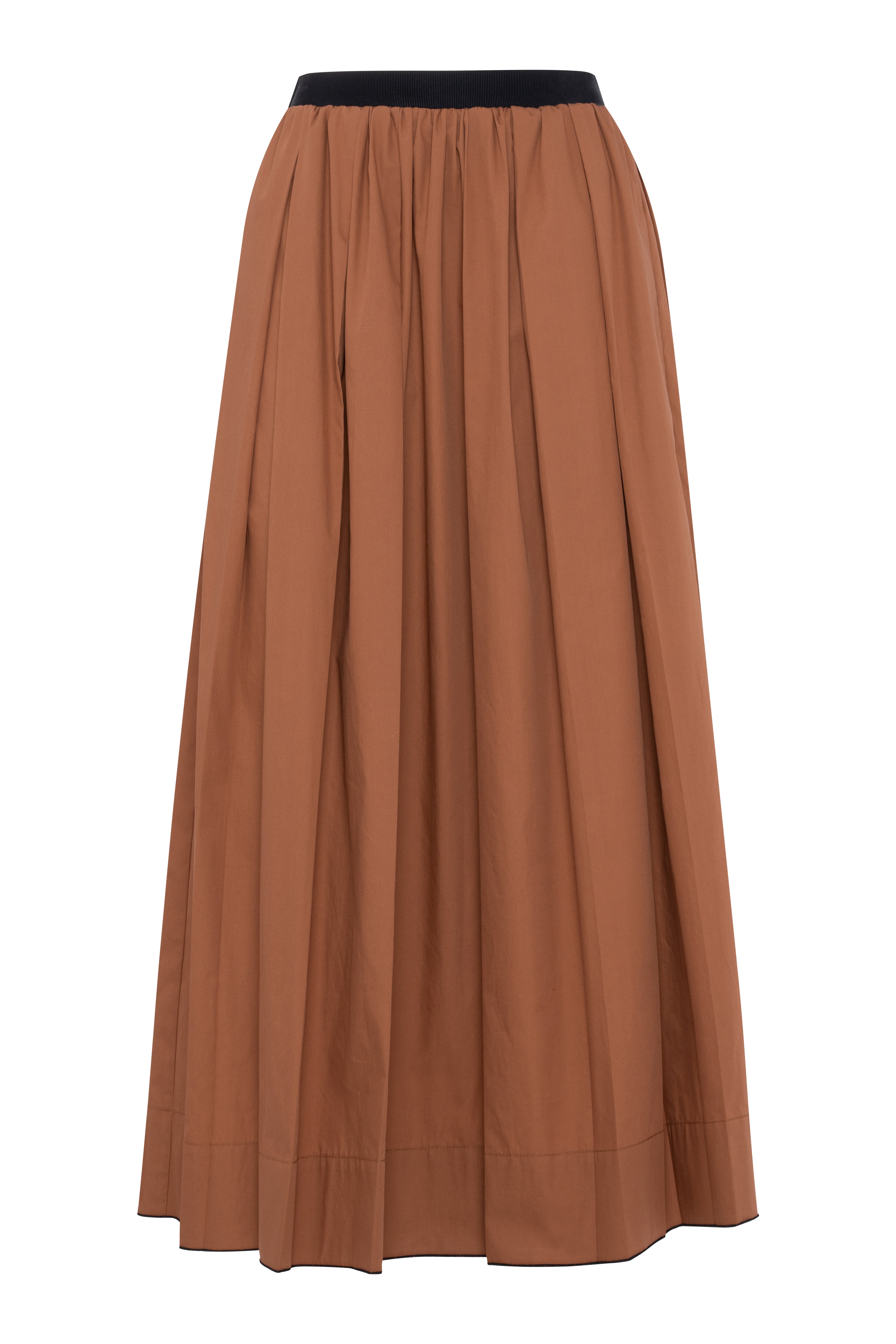 Terracotta Maxi Pleated Cotton Poplin Skirt