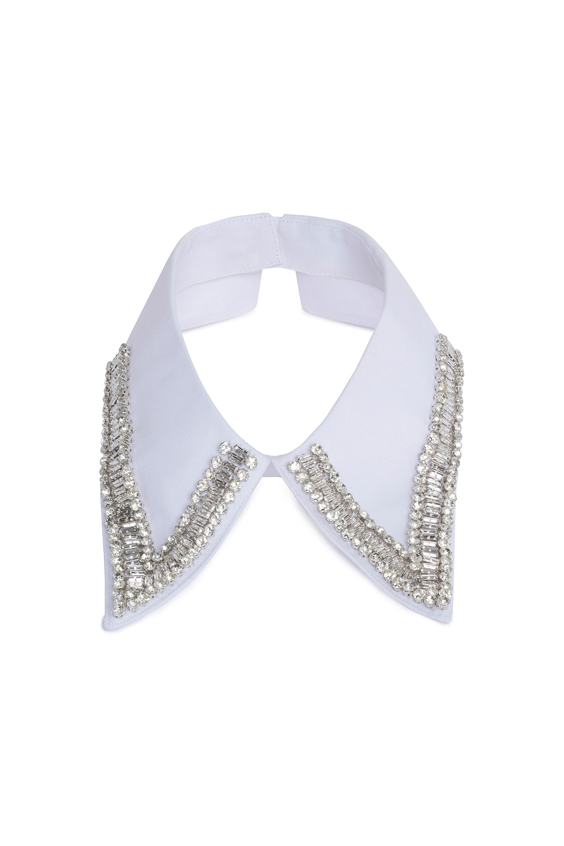 Removable White Collar With Embroidered Jewel Detailing