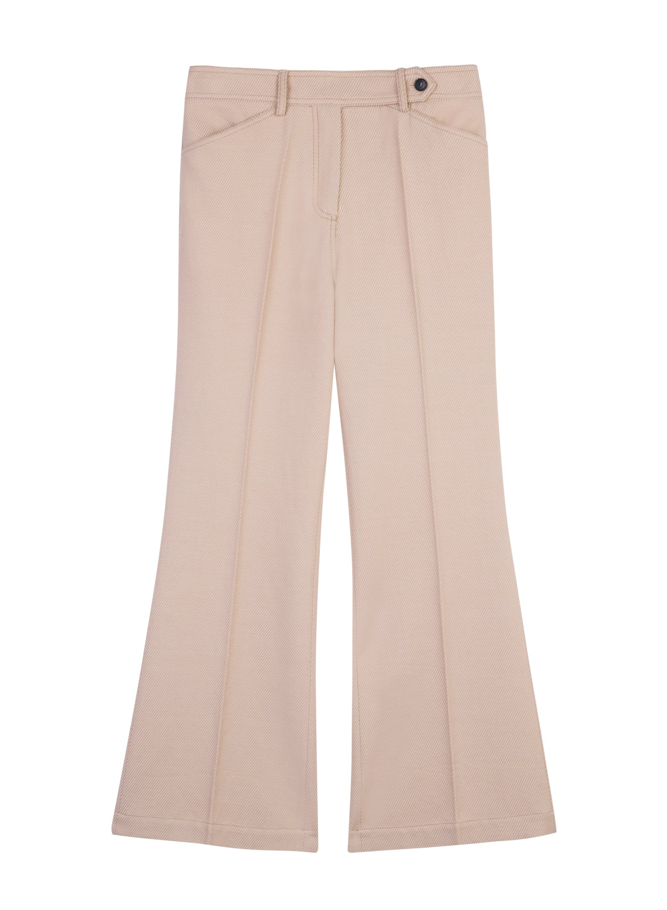 Beige Wool-Cotton Cavalry Twill Trousers
