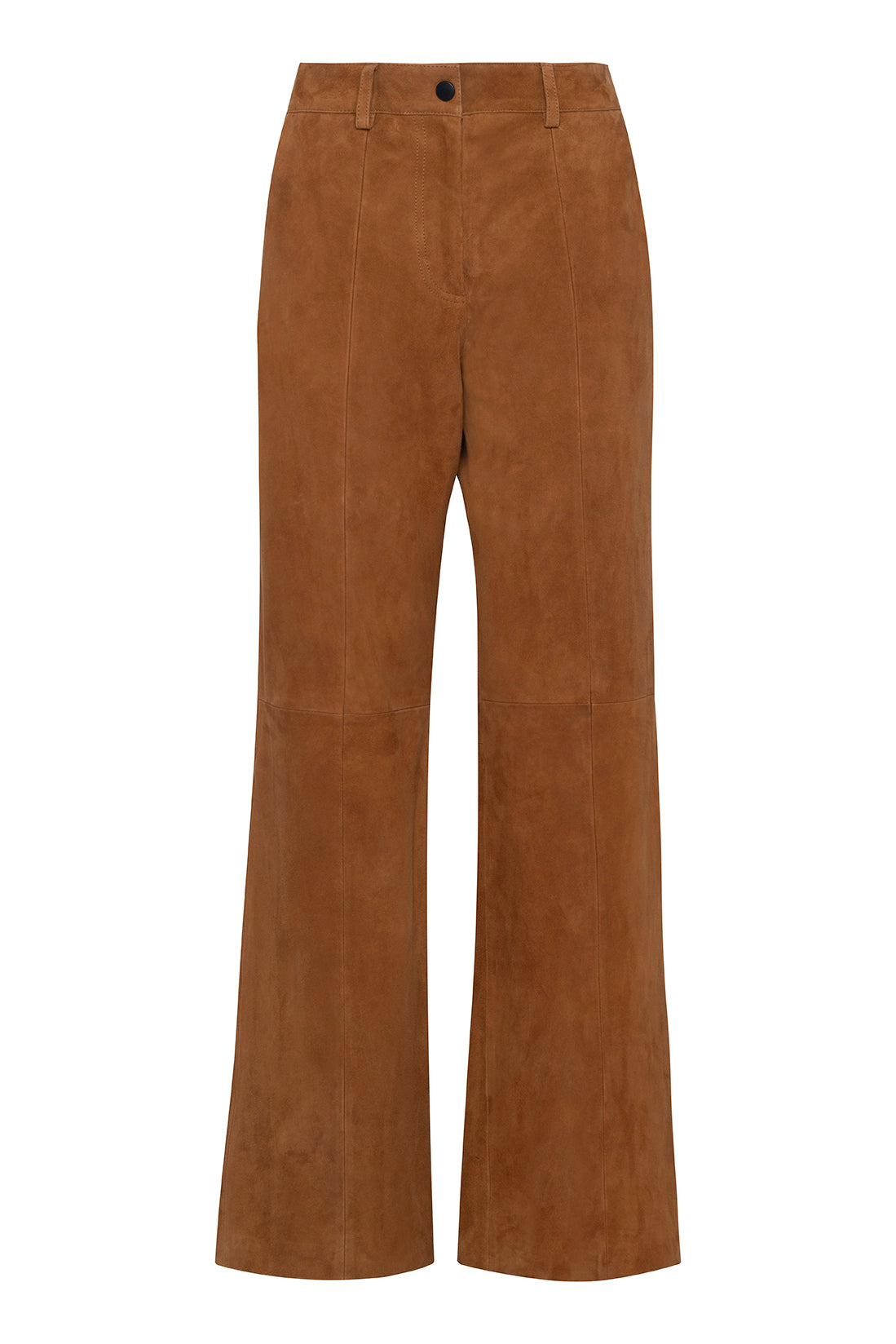 Rust Brown Suede Regular-Fit Trousers