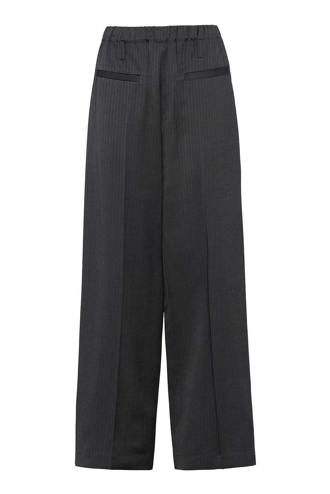 Graphite Herringbone Elegant Straight-Leg Trousers