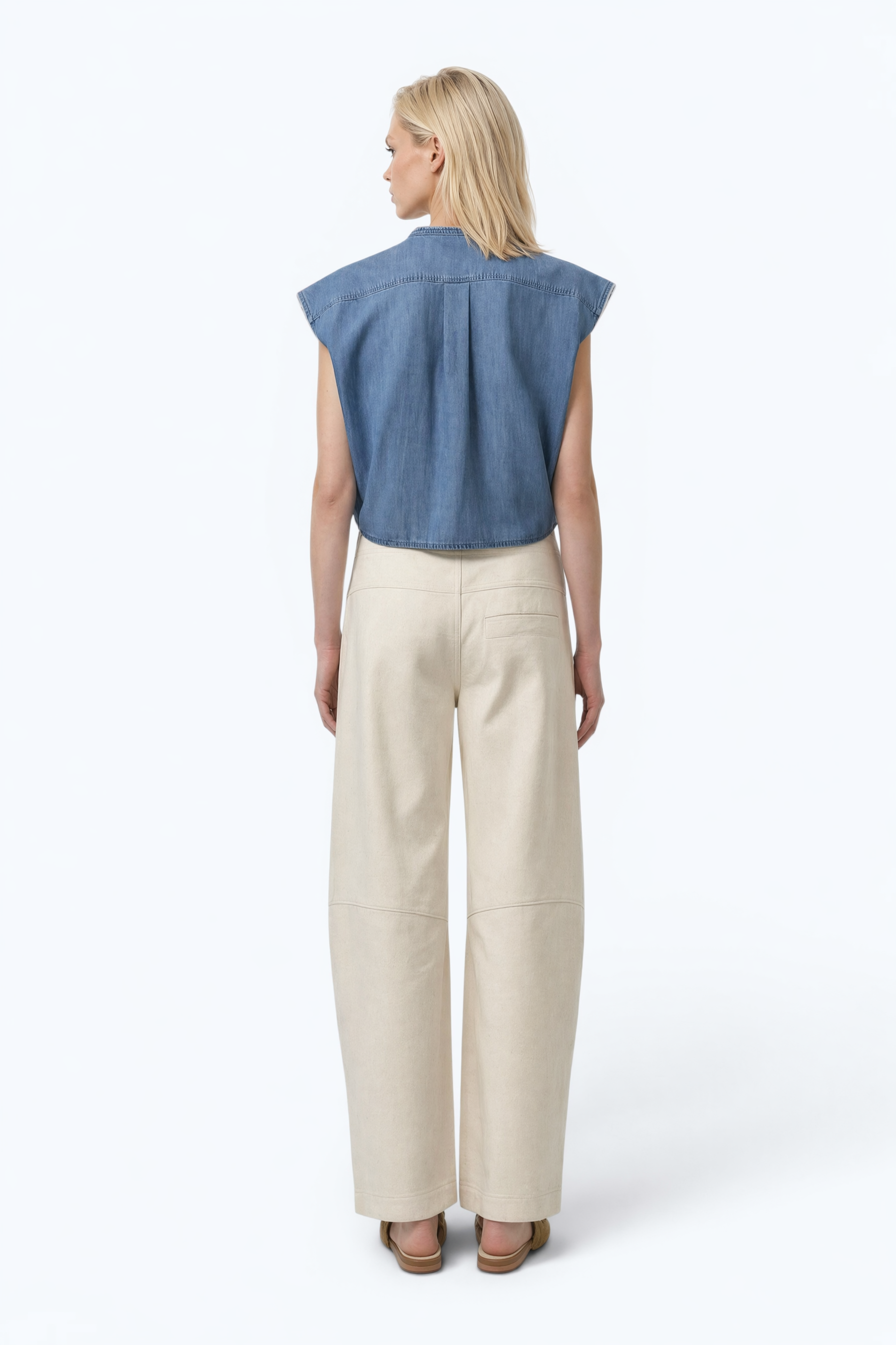 Barrel Pants In Cotton In Natural White Color