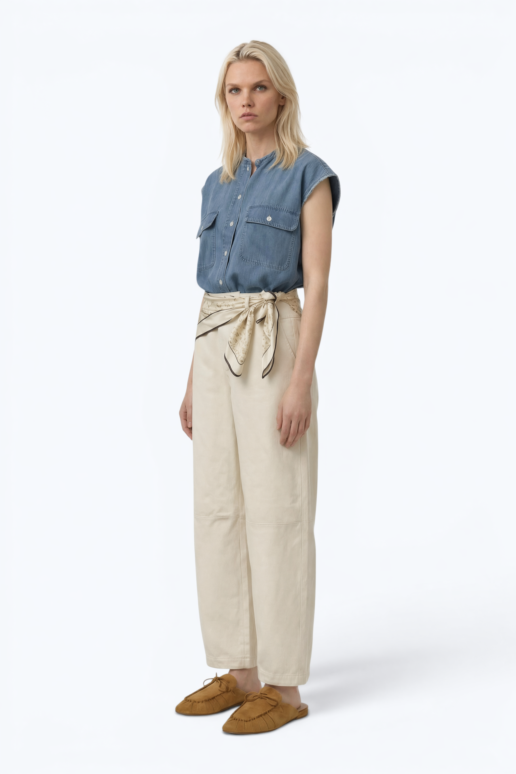 Barrel Pants In Cotton In Natural White Color