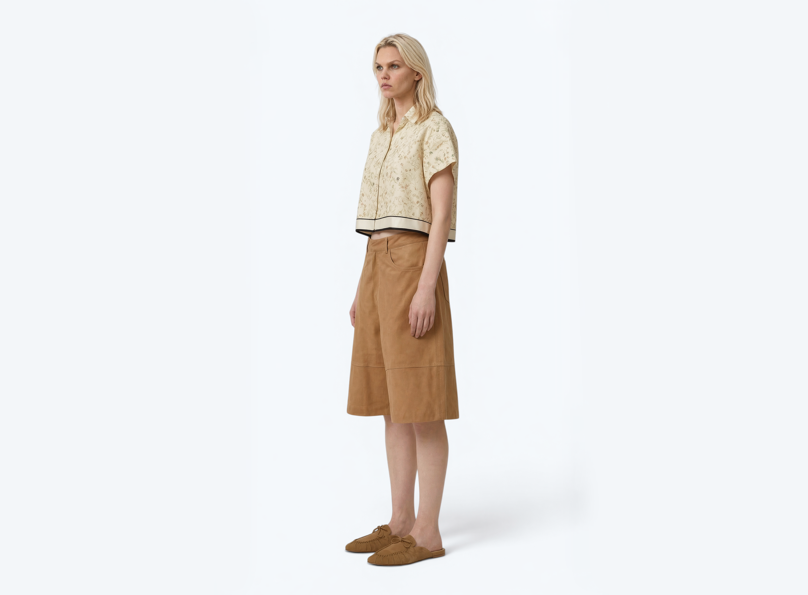 Floral Print Short Sleeve Silk Shirt With Front Buttons