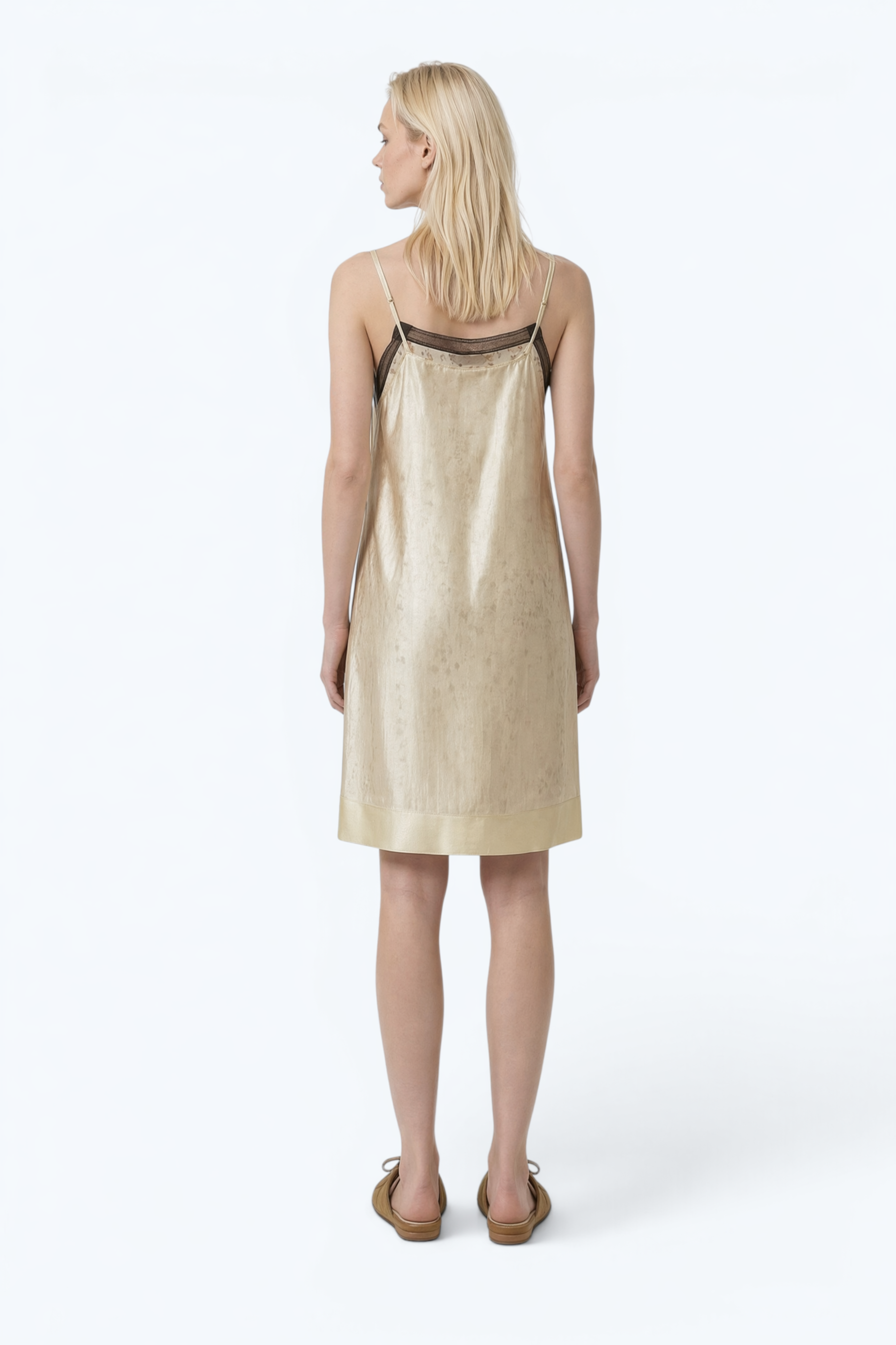 Pastel Yellow Sleeveless Mini Dress Lingerie-Style In Soft Cotton