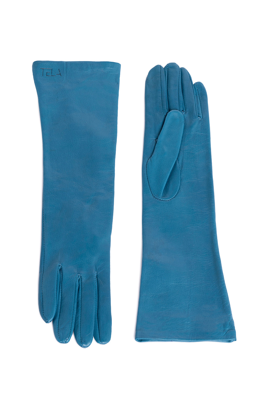 Turquoise Blue Real Leather Gloves