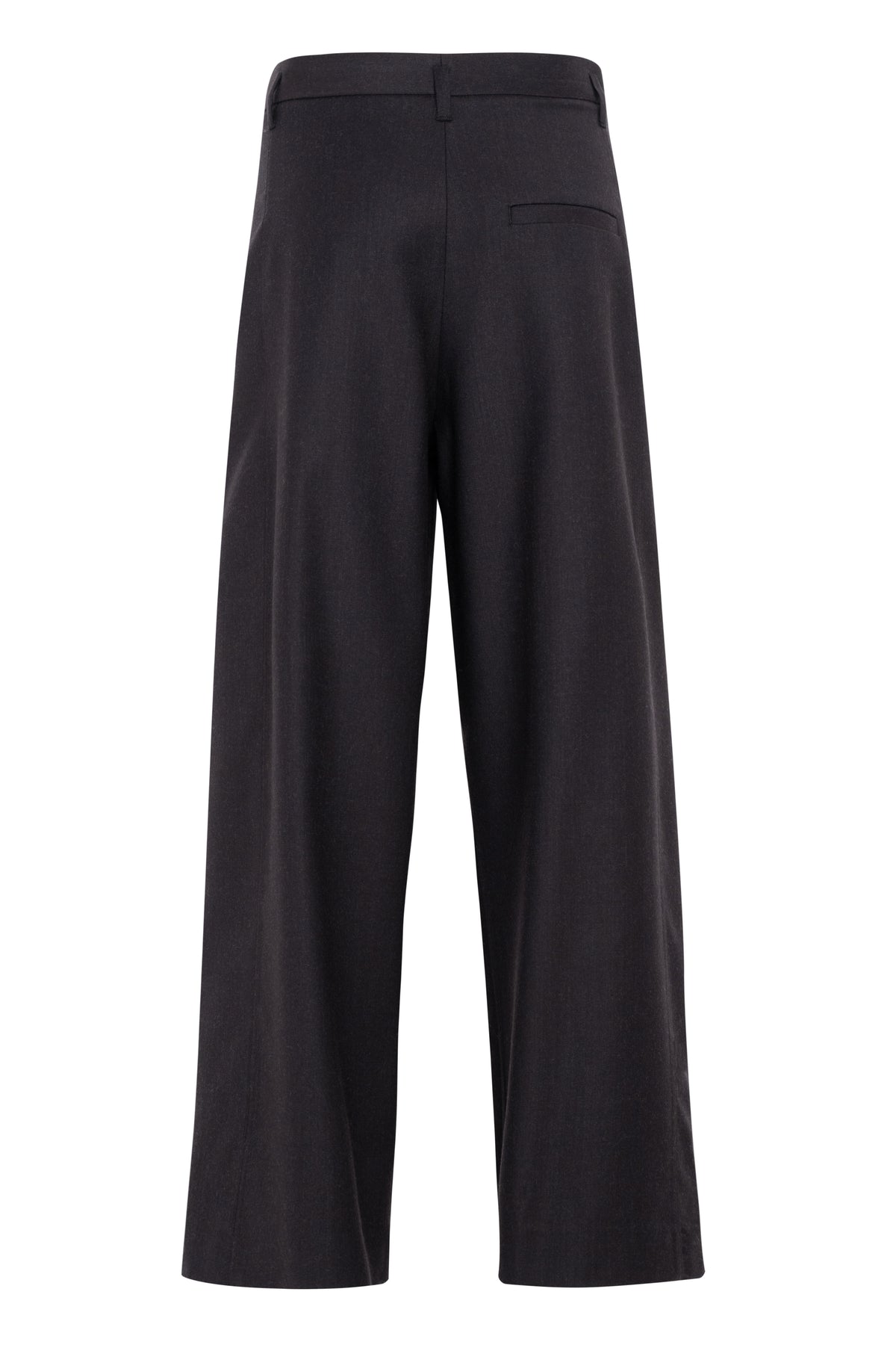 Brown Relaxed Flannel Trousers With Adjustable Waistband