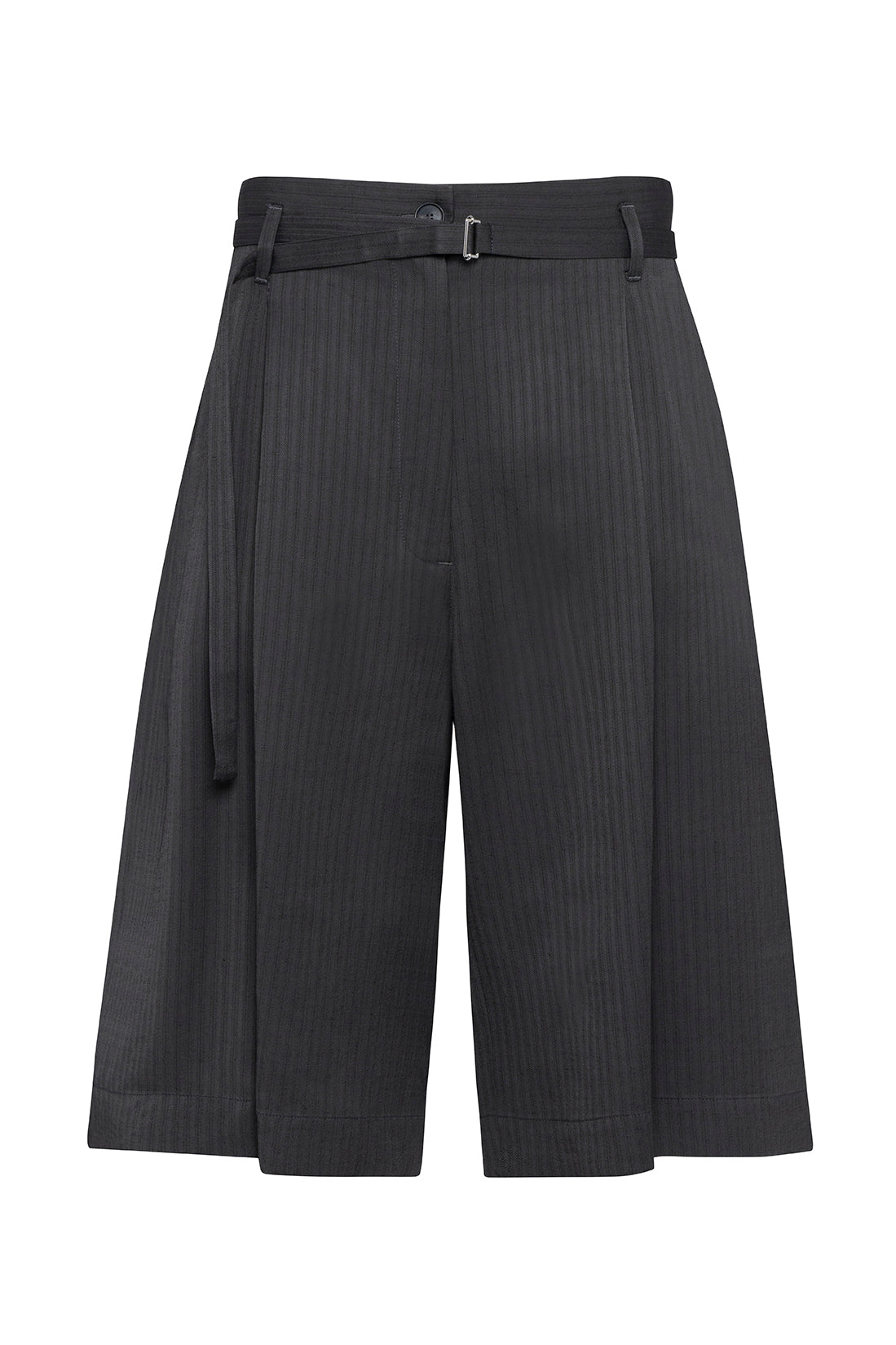 Tailored Graphite Herringbone Bermuda Shorts