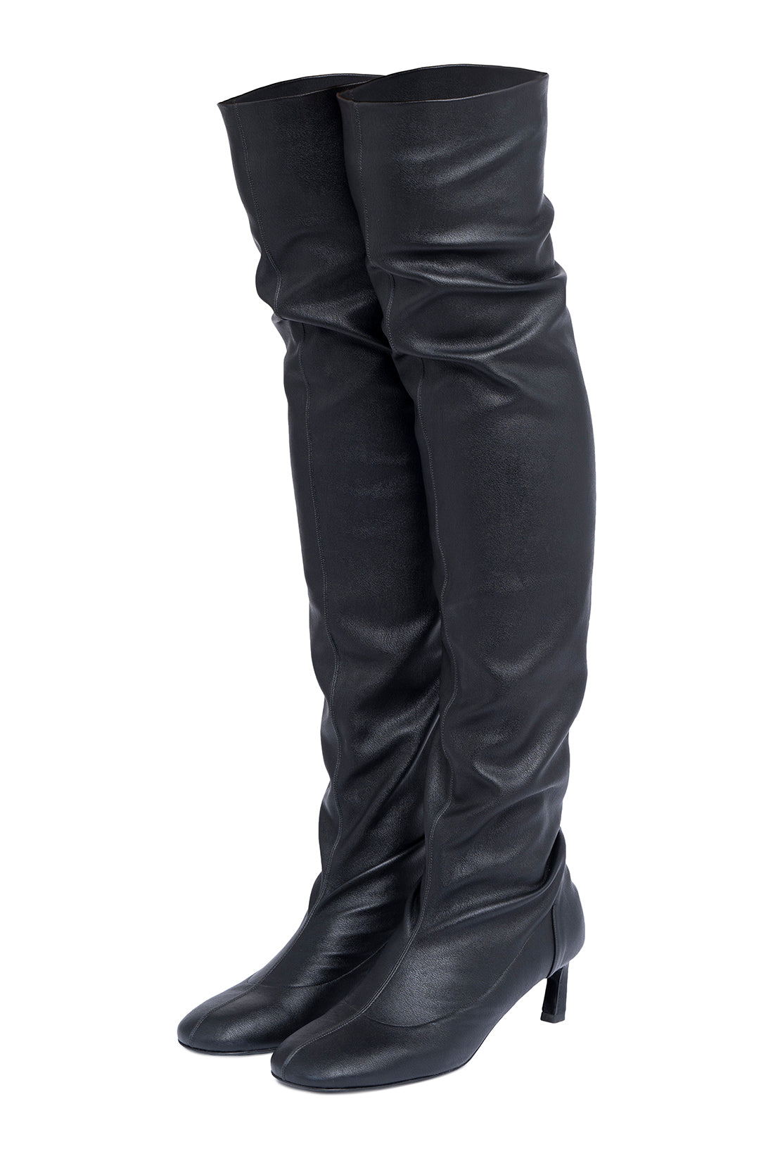 Black Stretch Eco-Nappa High Boots