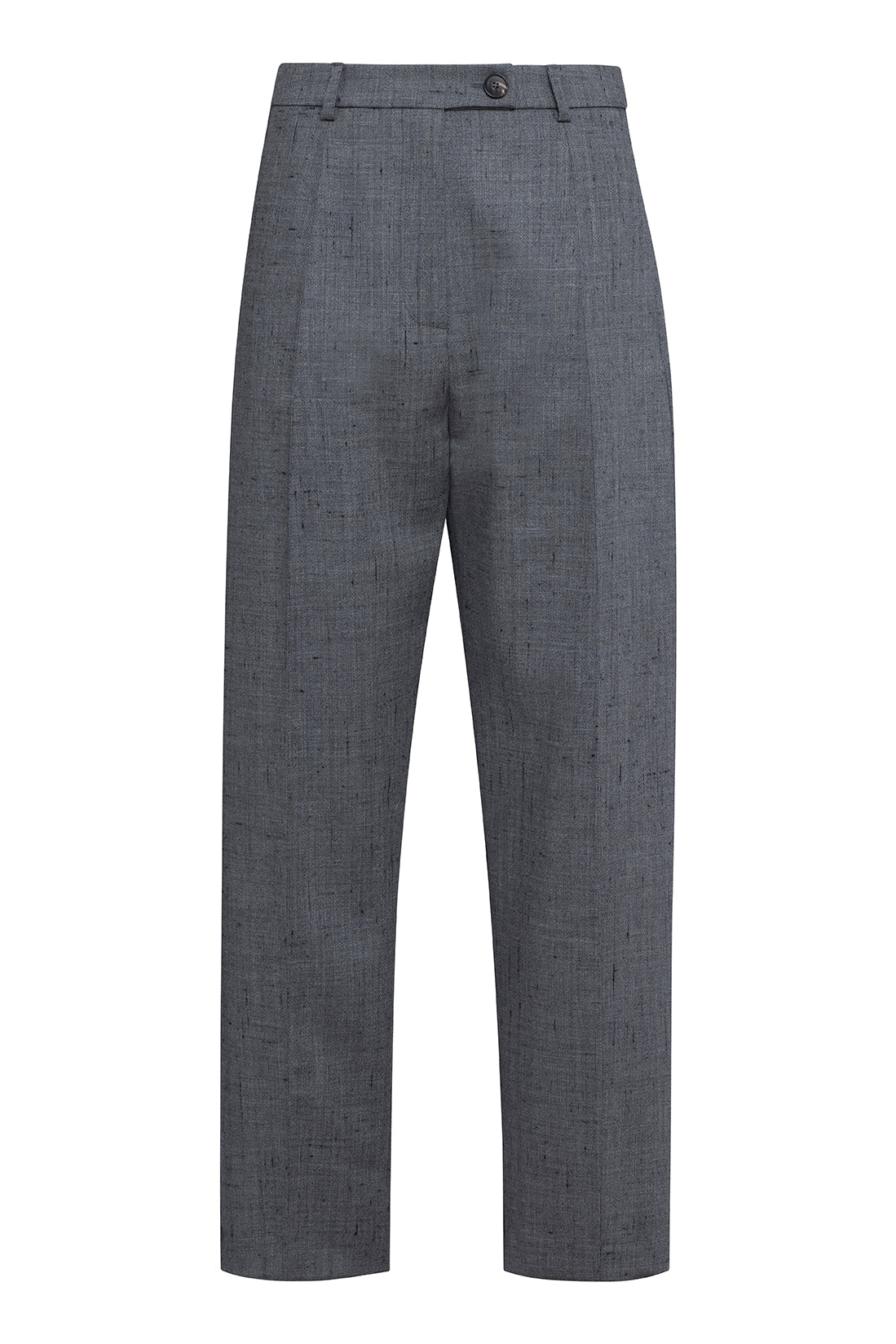 Grey Straight-Leg Trousers In Lamed Wool