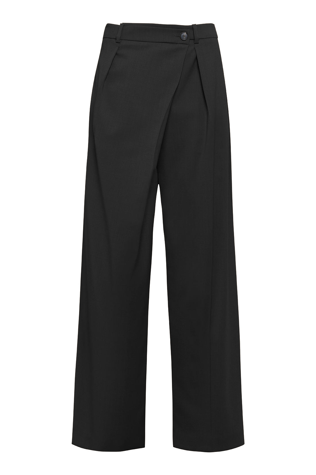Black Front Pleat Trousers In Technical Wool