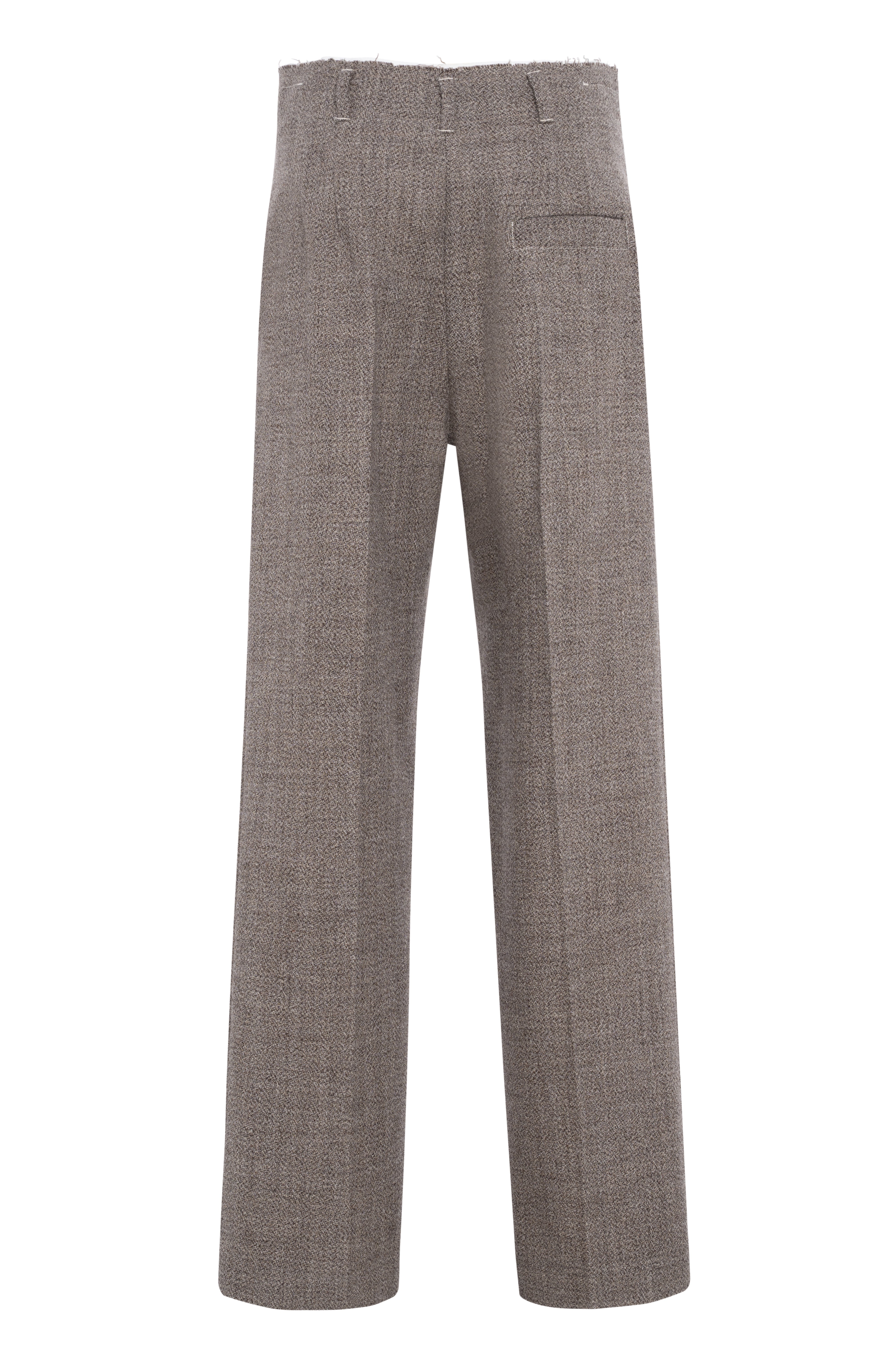 Straight-Leg Trousers With Front Pleats In Jaspé Fabric