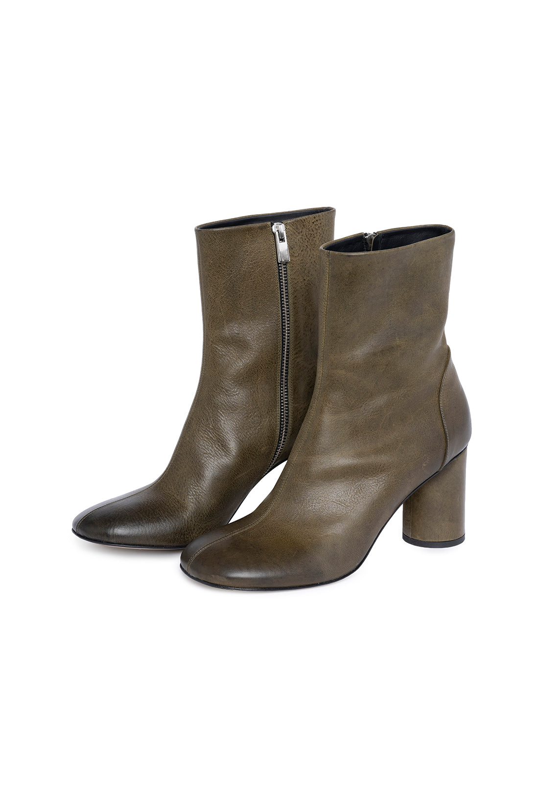 Green Leather Ankle Boots
