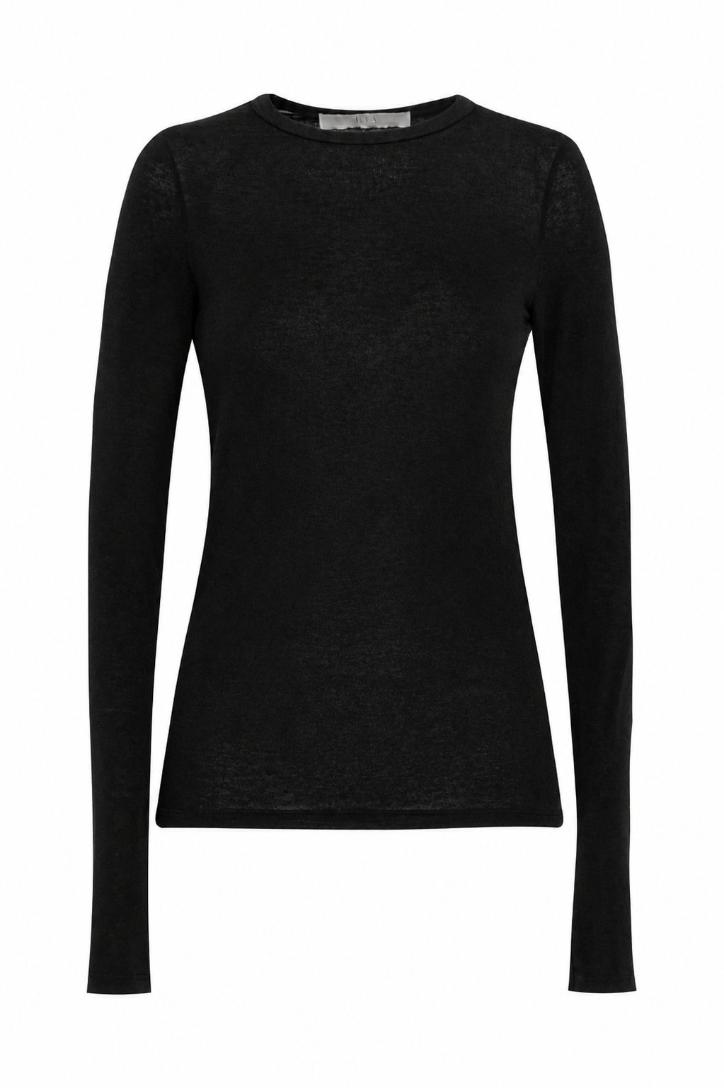 Maglia nera a maniche lunghe in jersey di lana