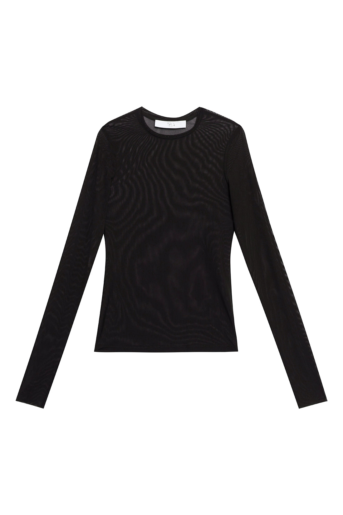 Brown Long-Sleeved Tulle Top