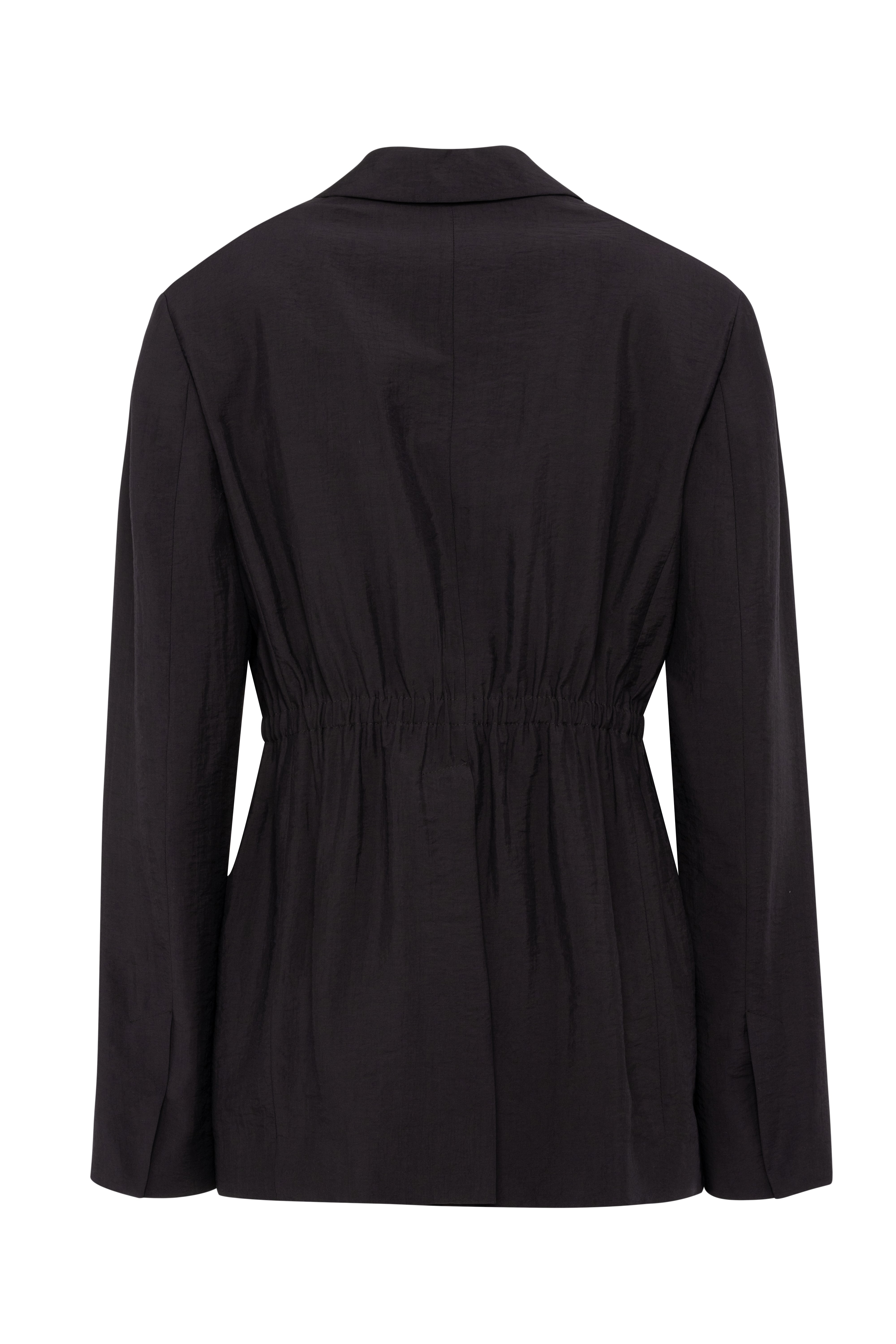 Single-Breasted Coffee Tencel Blazer With Fitted Waist