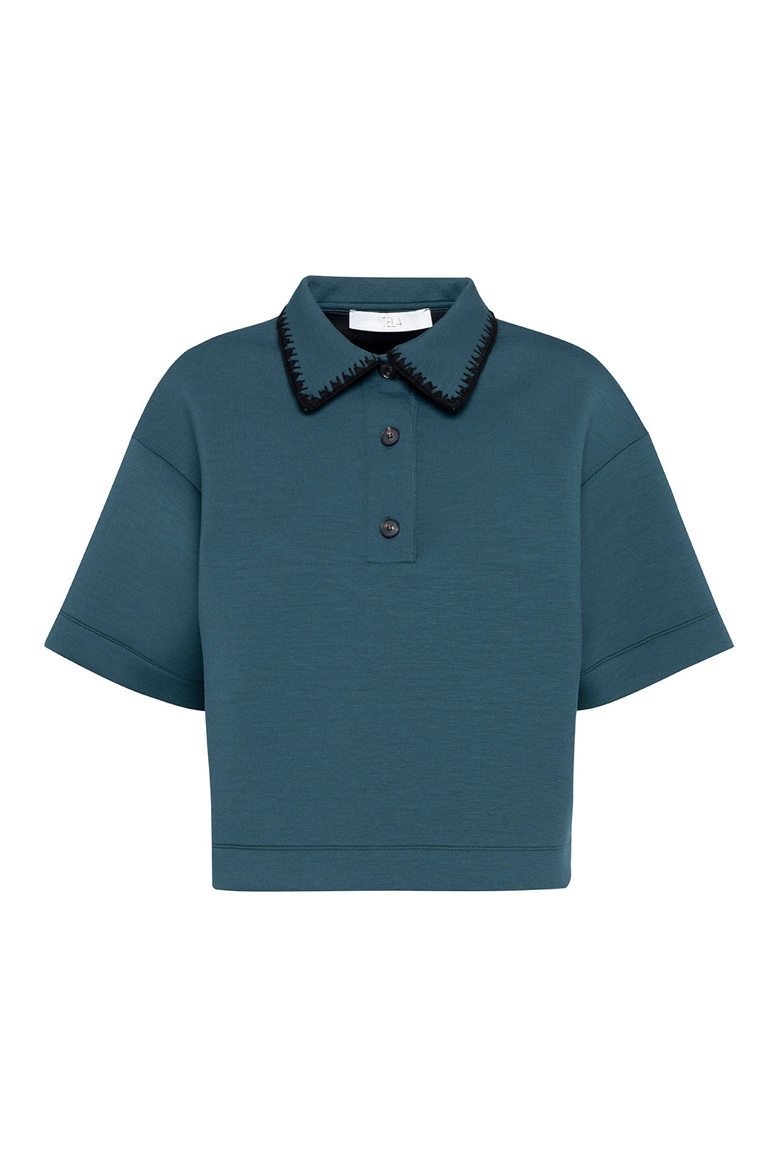 Soft Forest Green Short-Sleeve Polo In Scuba Jersey