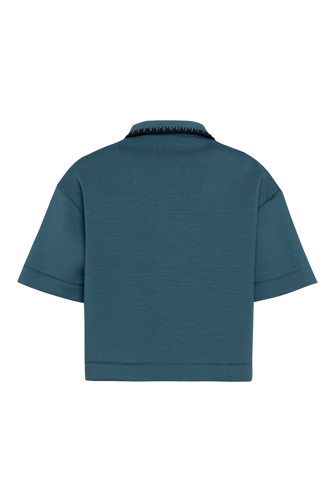 Soft Forest Green Short-Sleeve Polo In Scuba Jersey