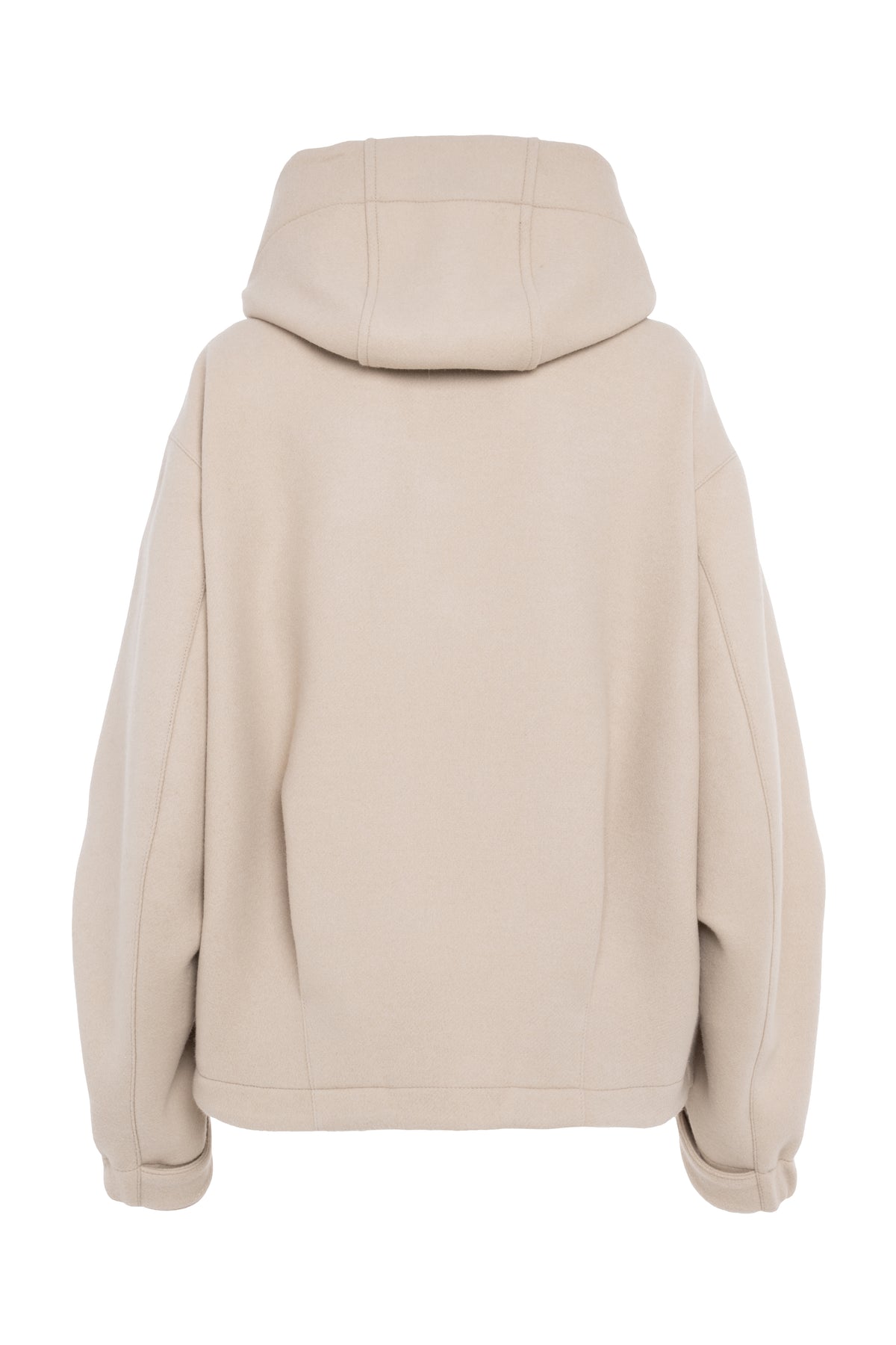 Beige Wool Hooded Bomber Jacket
