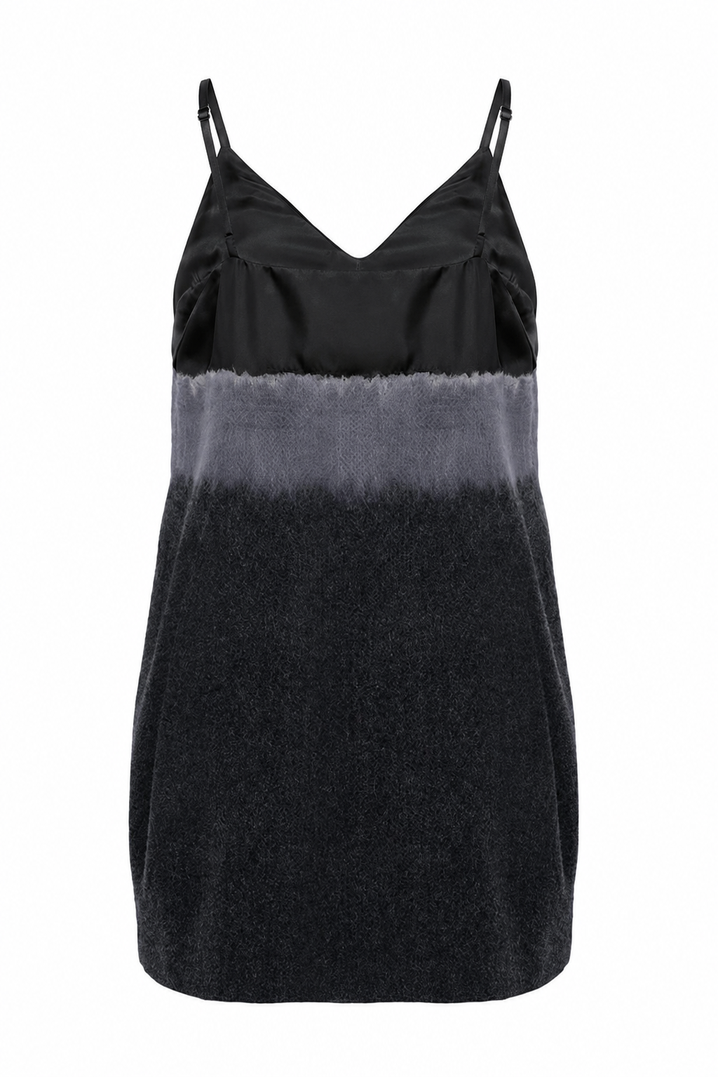 Abito mini sottoveste color block agugliato nei toni del nero