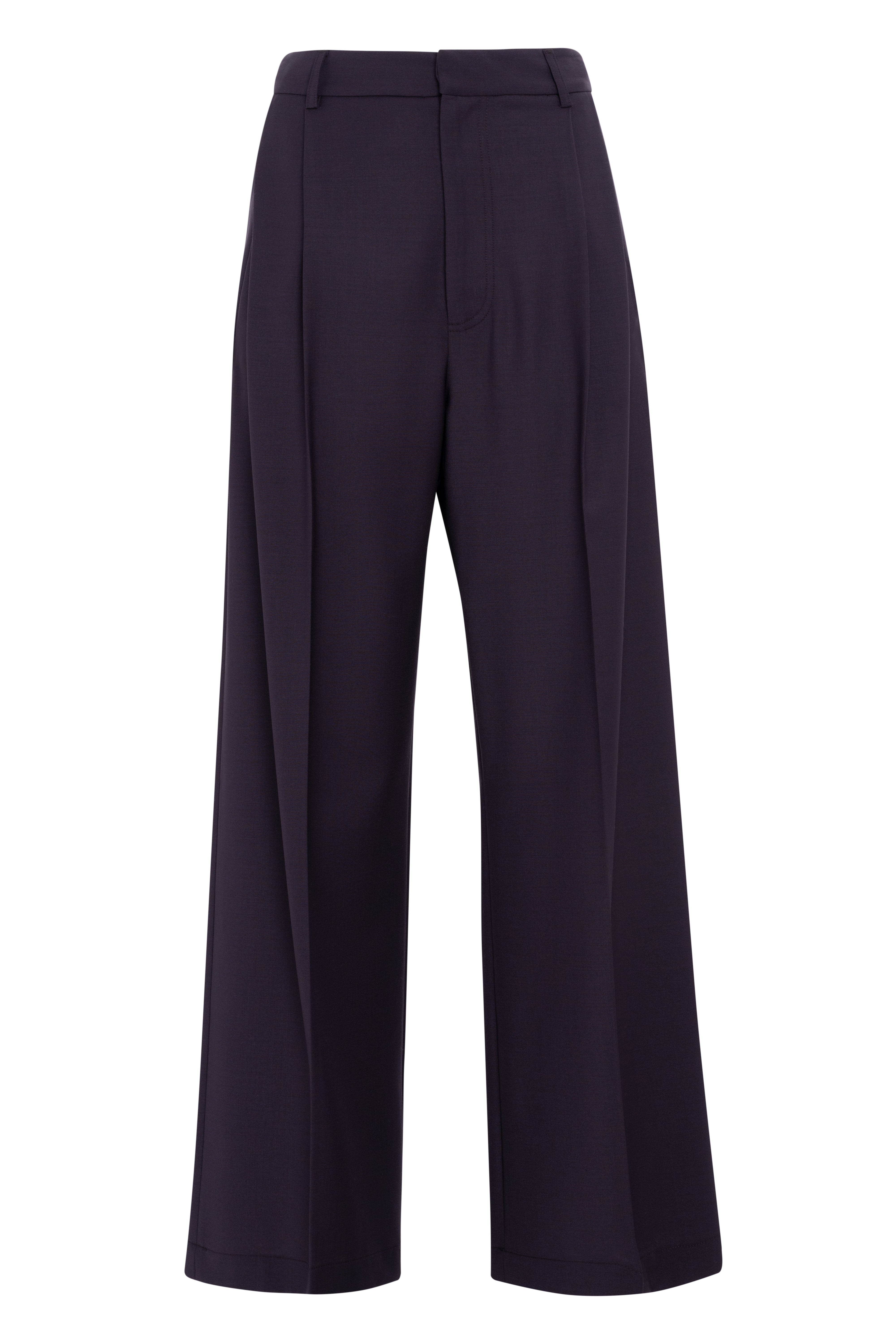 Dark Purple Straight-Leg Trousers With Pleats In Technical Wool