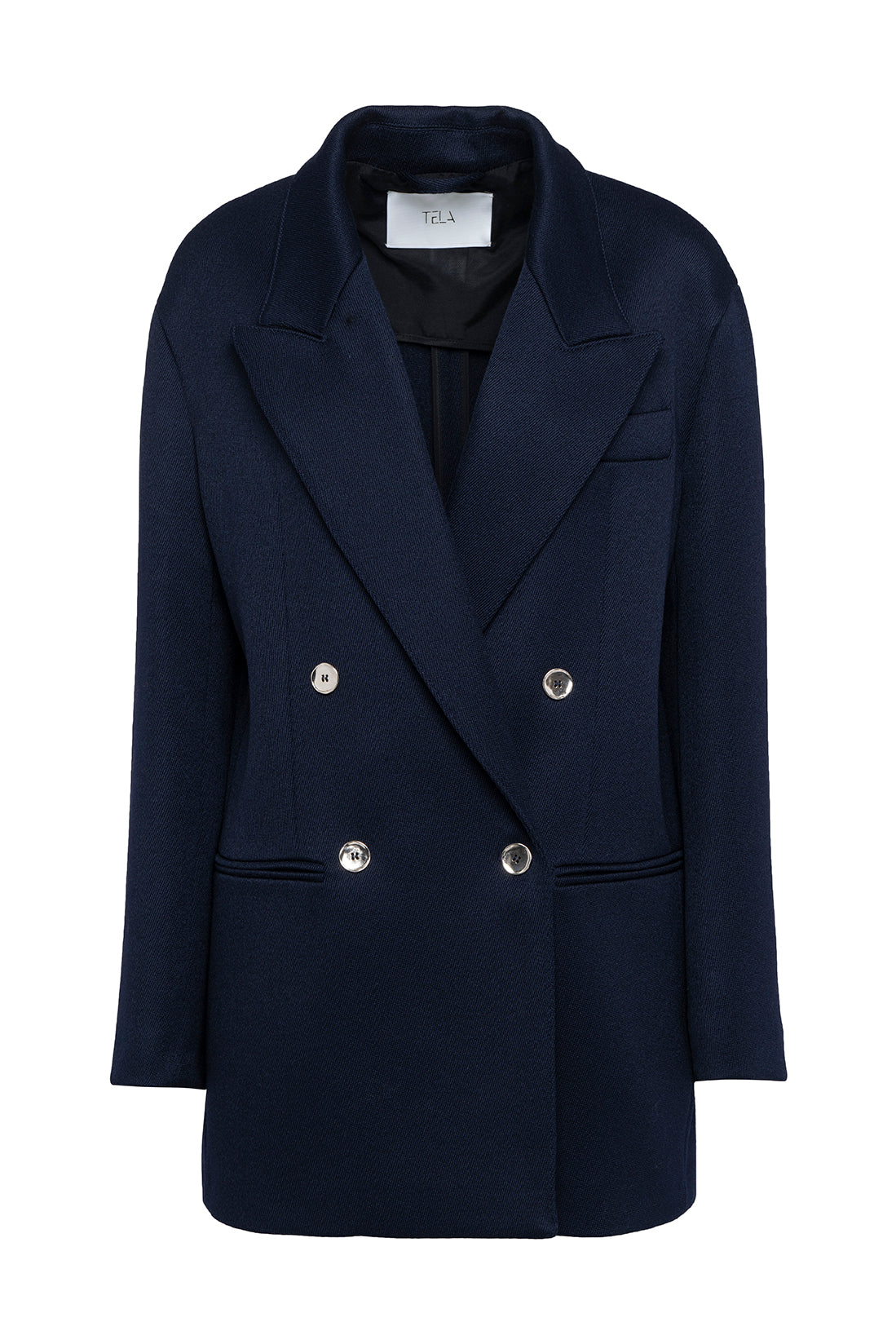 Double-Breasted Wool Blazer Coat In Deep Navy