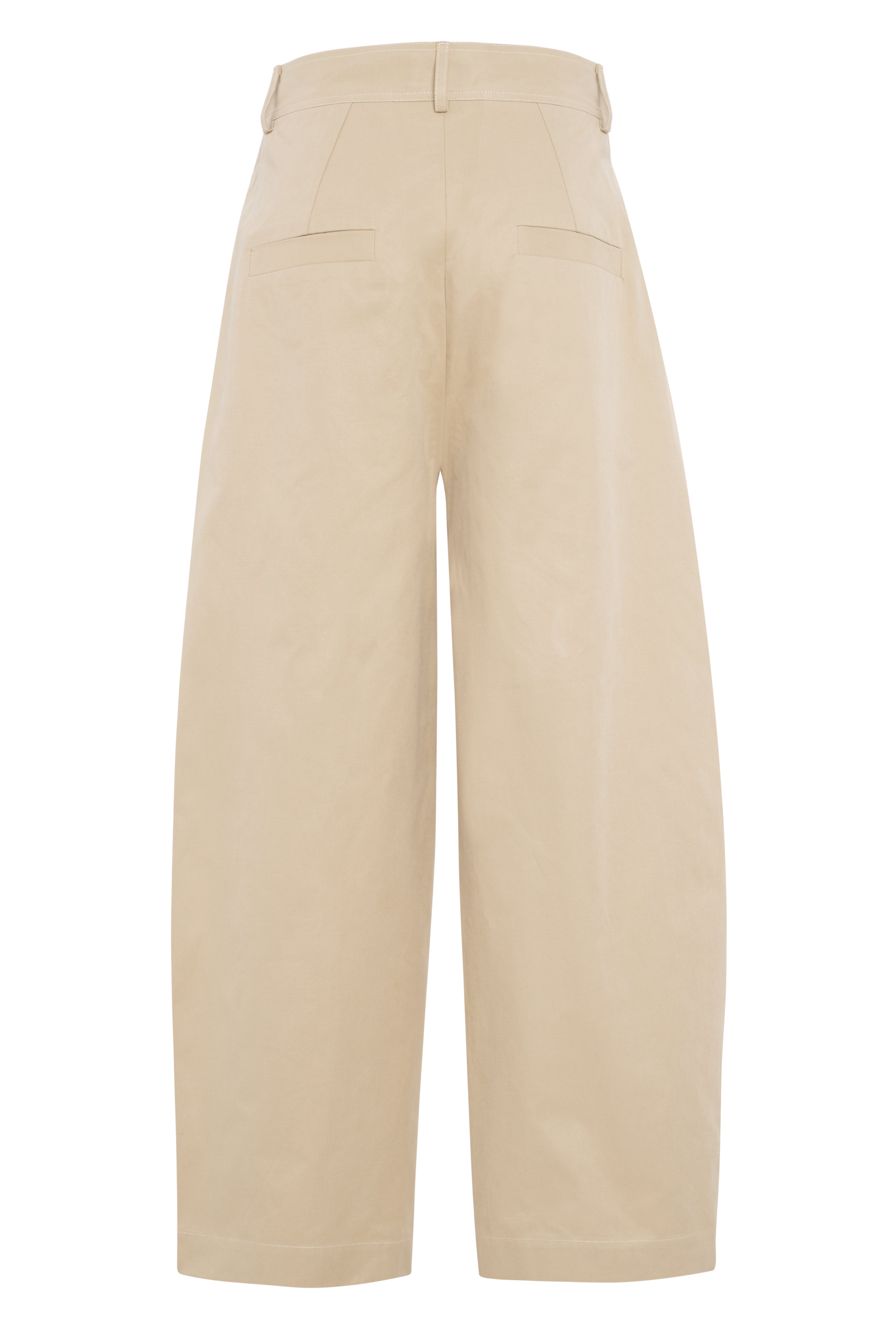 Pantaloni balloon in cotone colore beige con pinces frontali