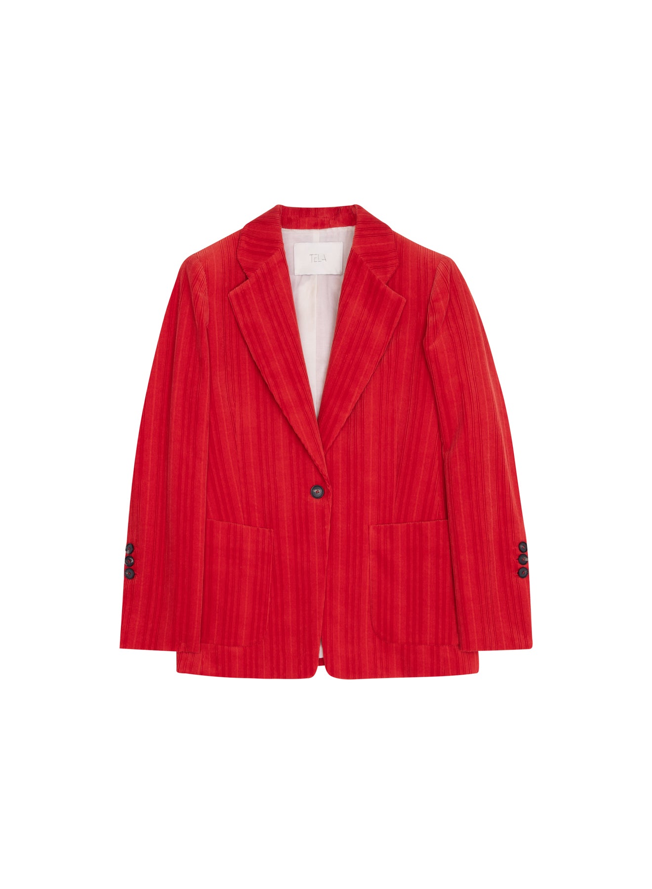 Corduroy Red Single-Breasted Blazer Jacket