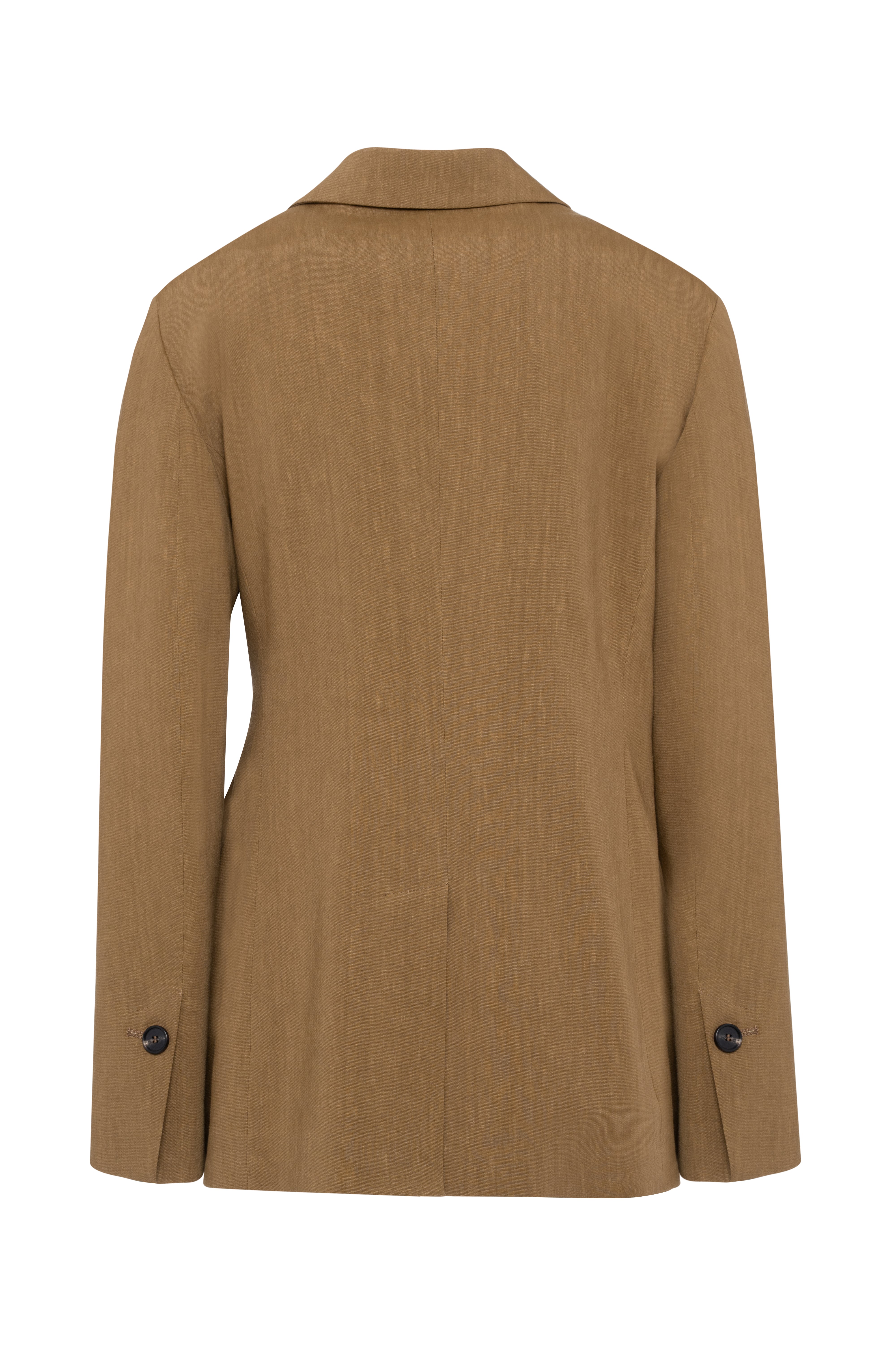 Blazer monopetto in lino-viscosa color tabacco