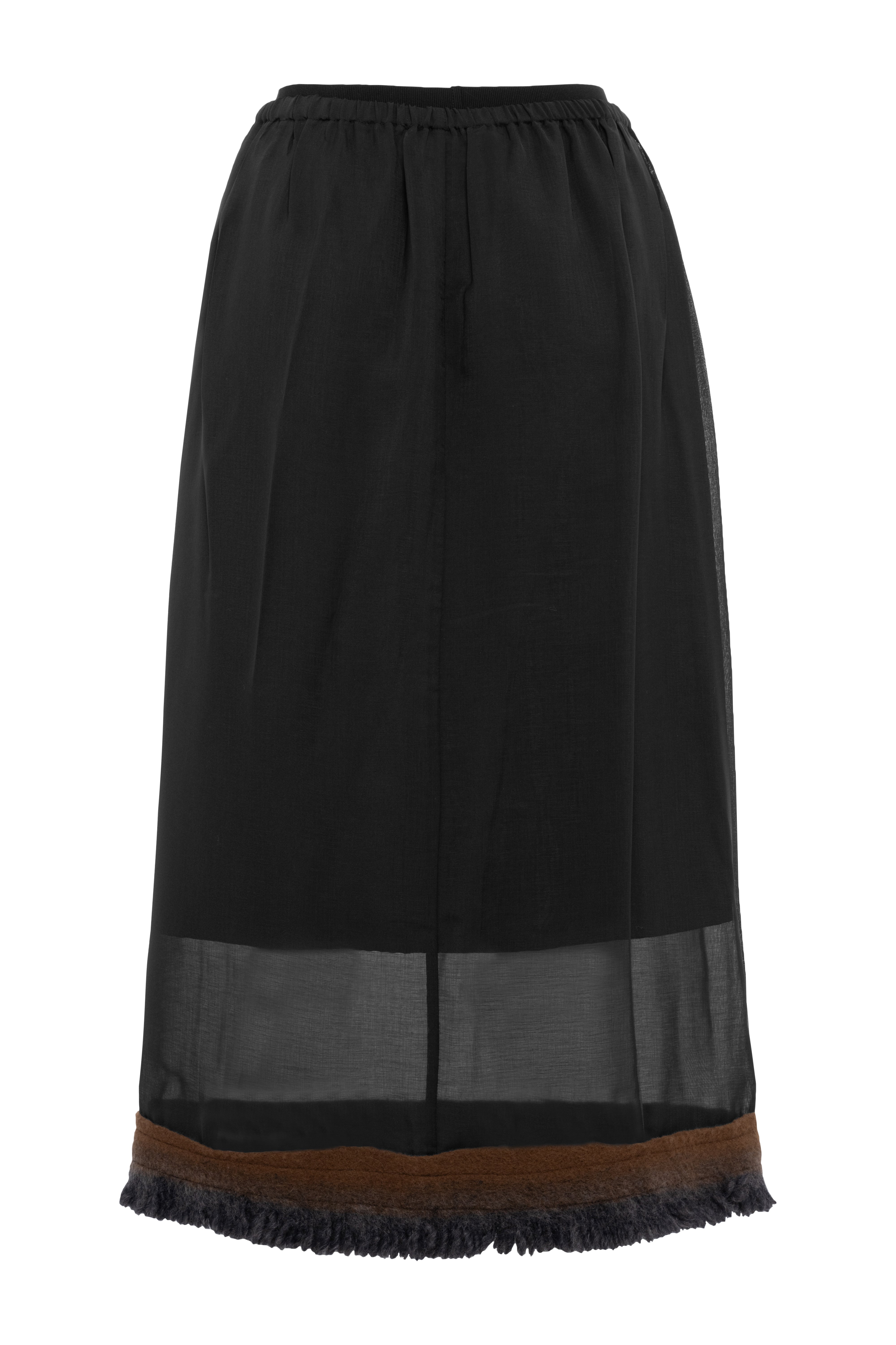 Black Semi-Sheer Straight Midi Skirt