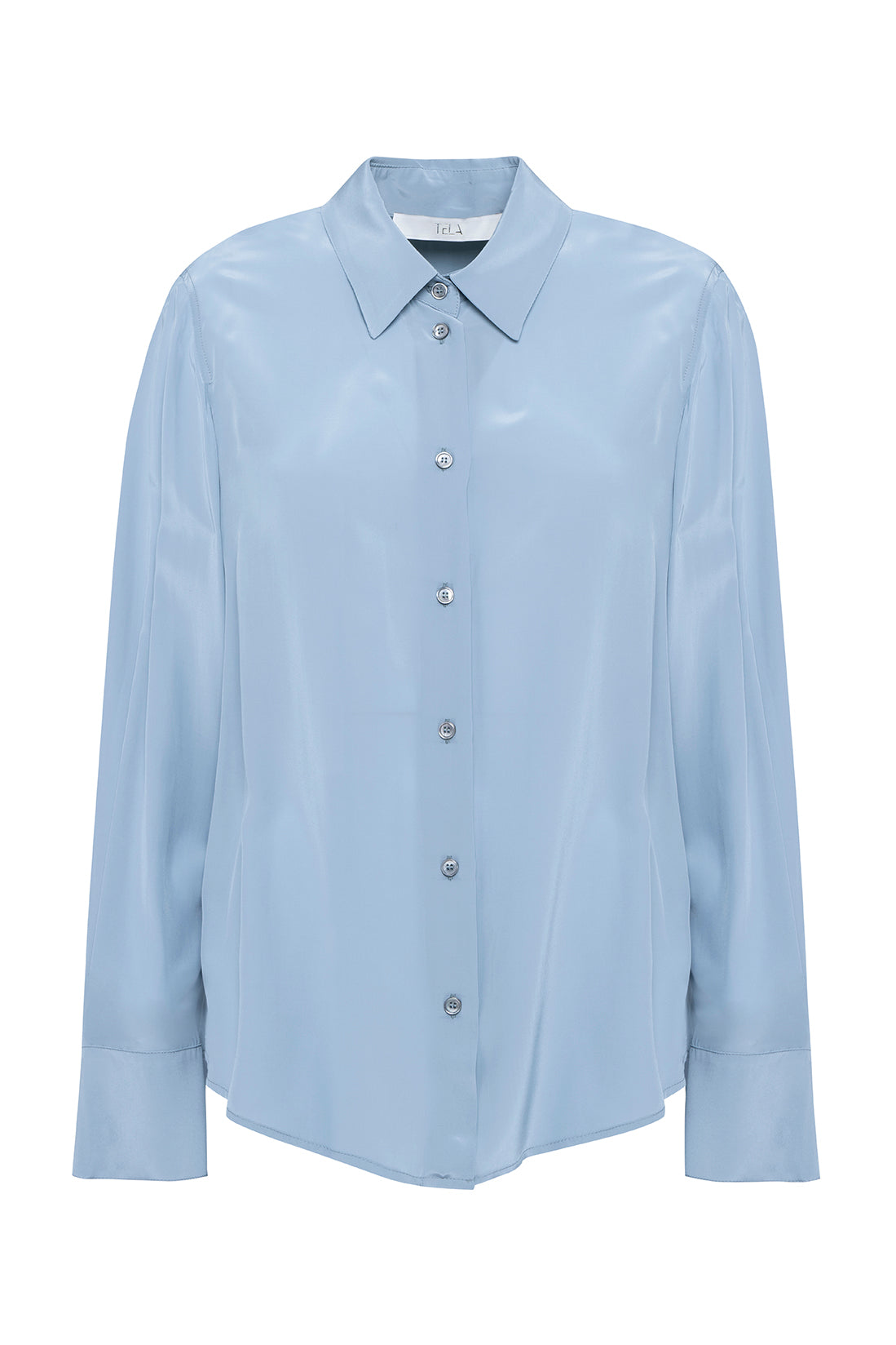 Long-Sleeved Light Blue Shirt In Fluid Viscose