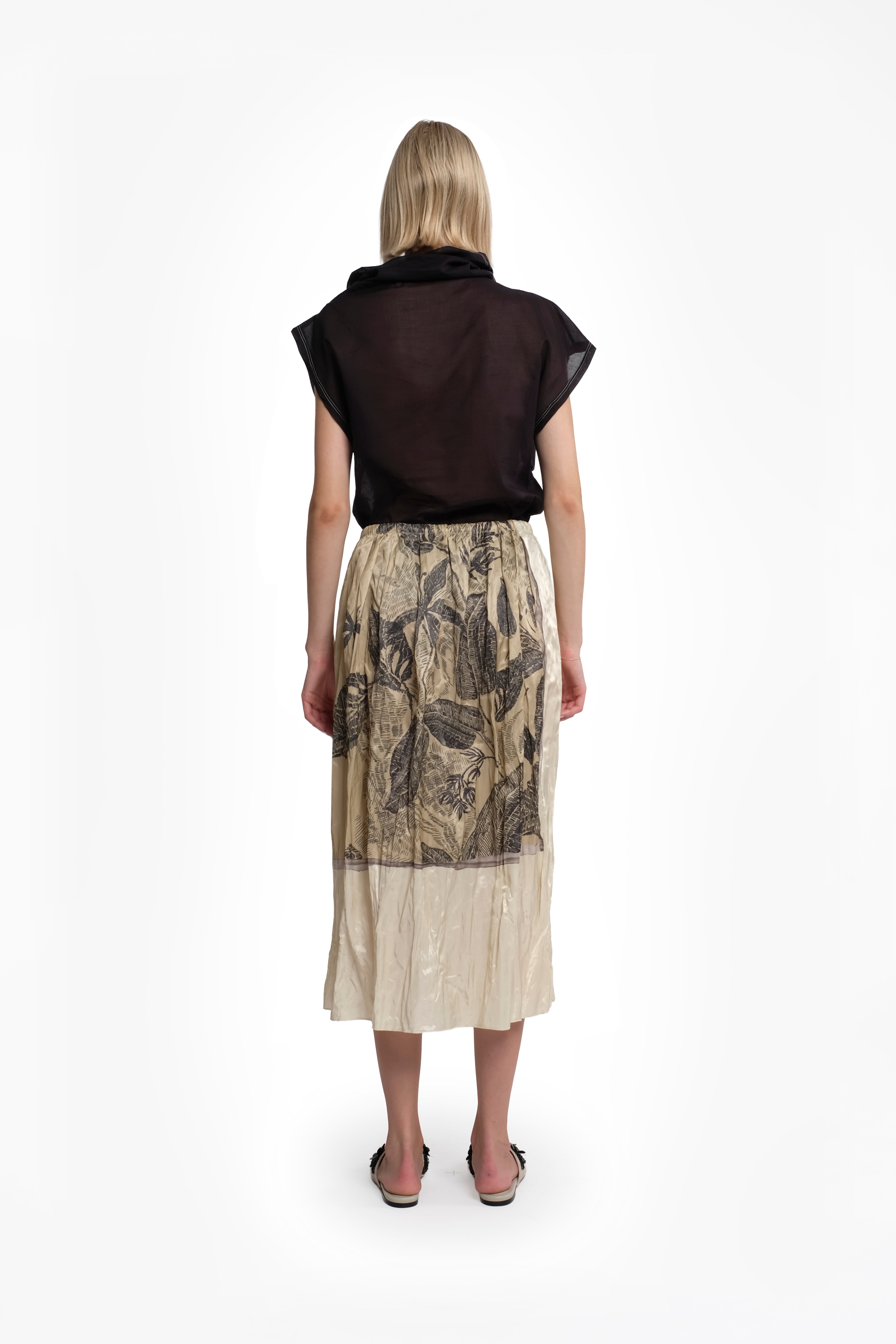 Short-Sleeve Black Sheer Muslin Top
