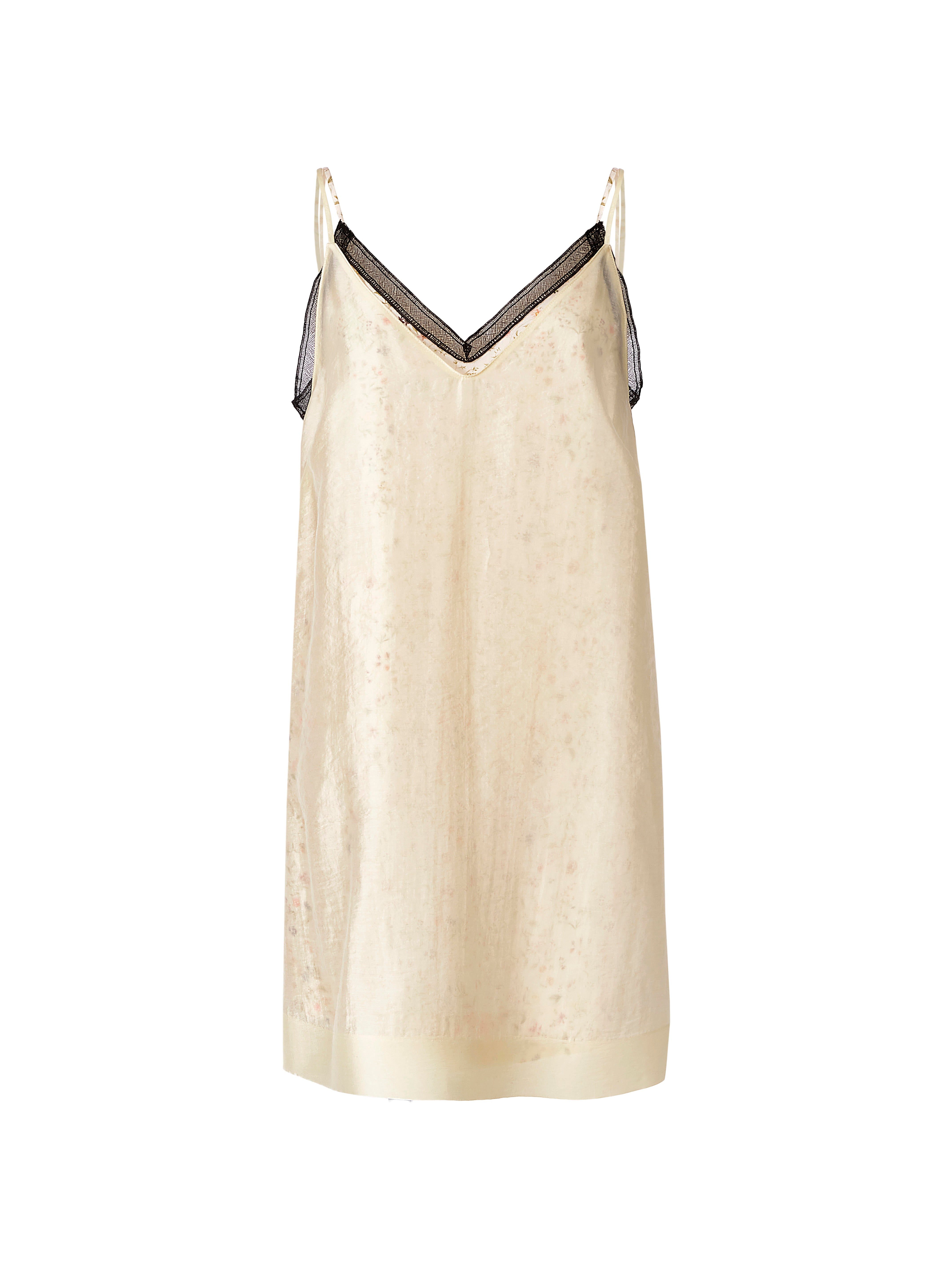 Pastel Yellow Sleeveless Mini Dress Lingerie-Style In Soft Cotton