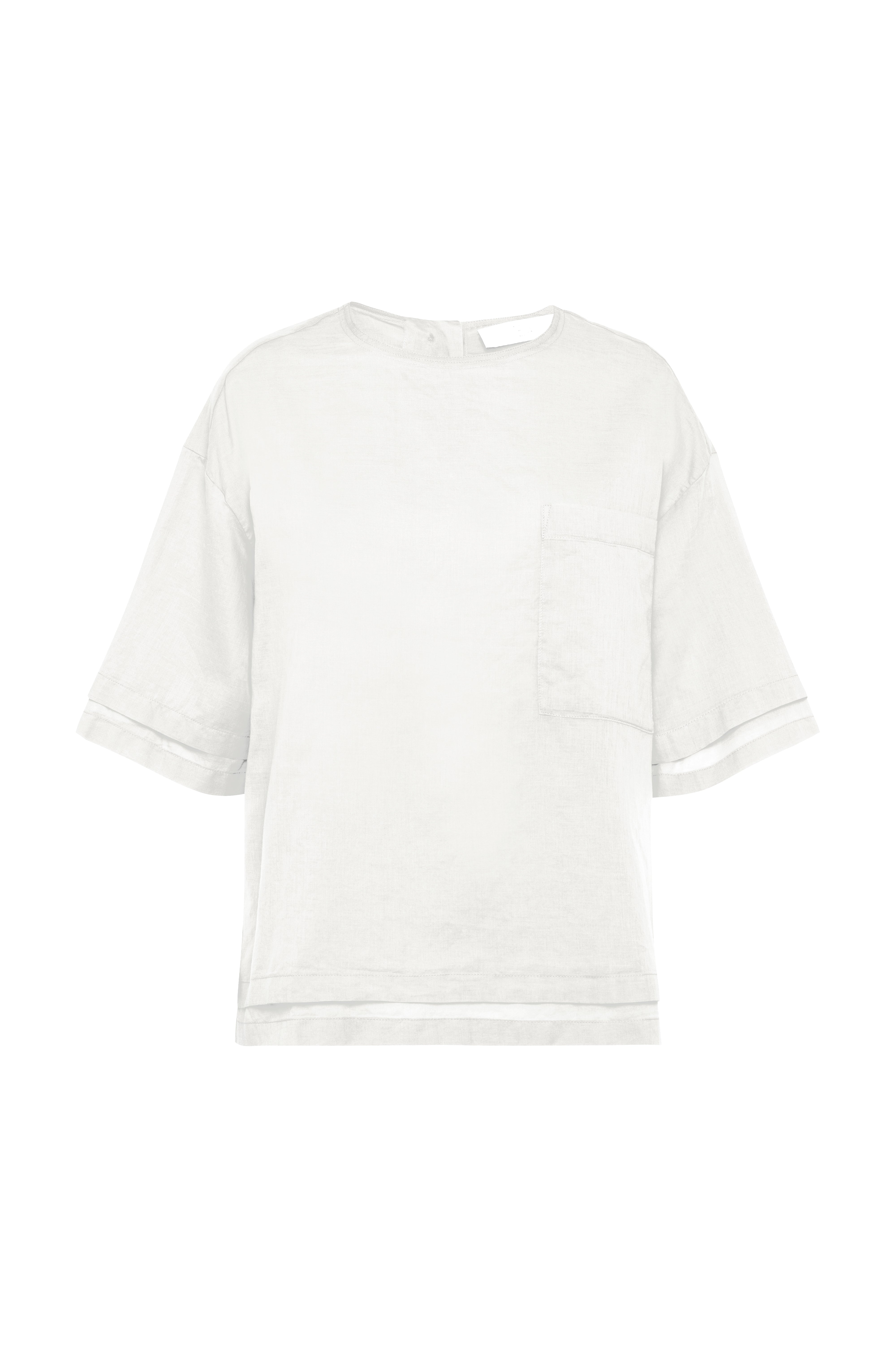 Short-Sleeve White Muslin Shirt Top