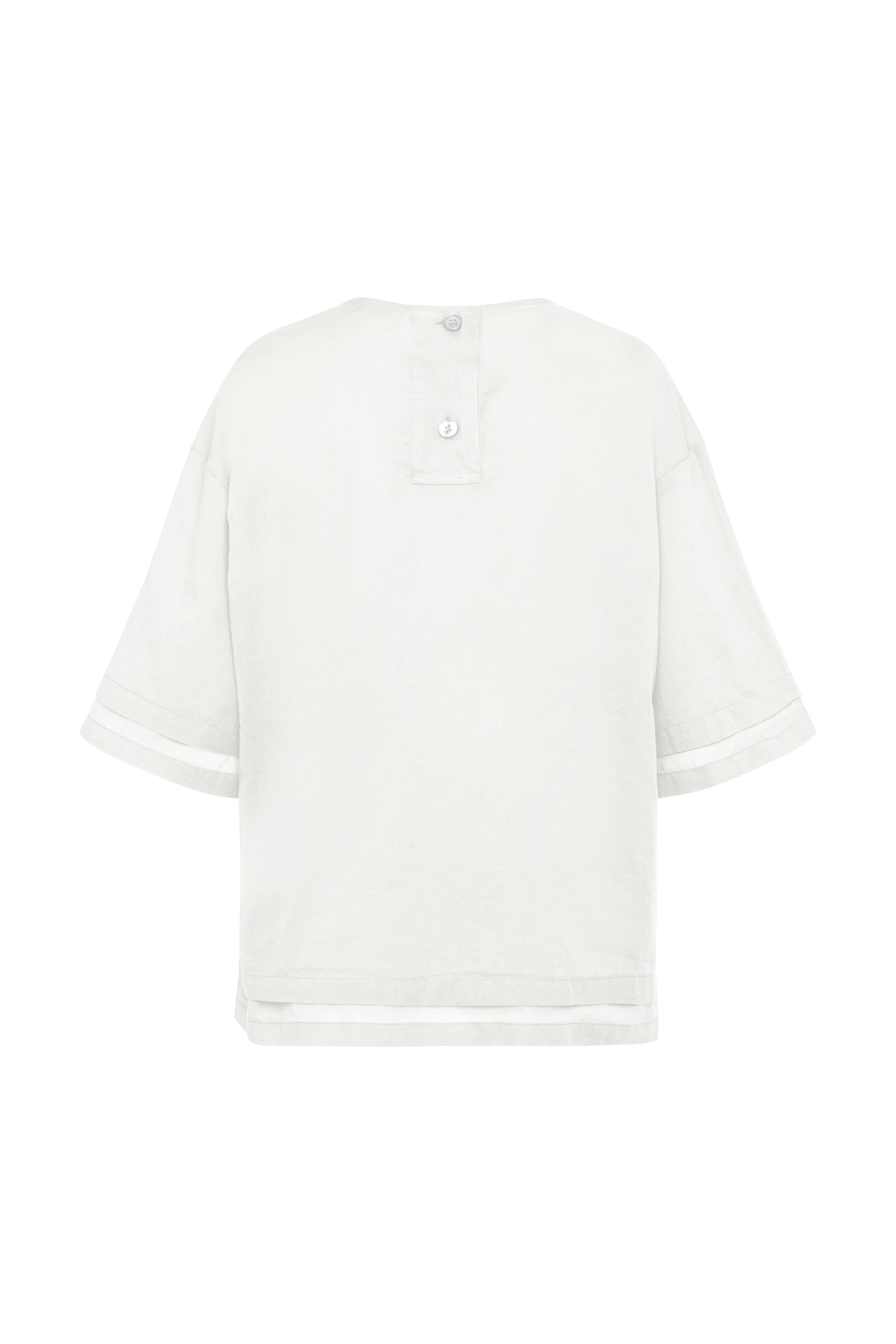 Short-Sleeve White Muslin Shirt Top