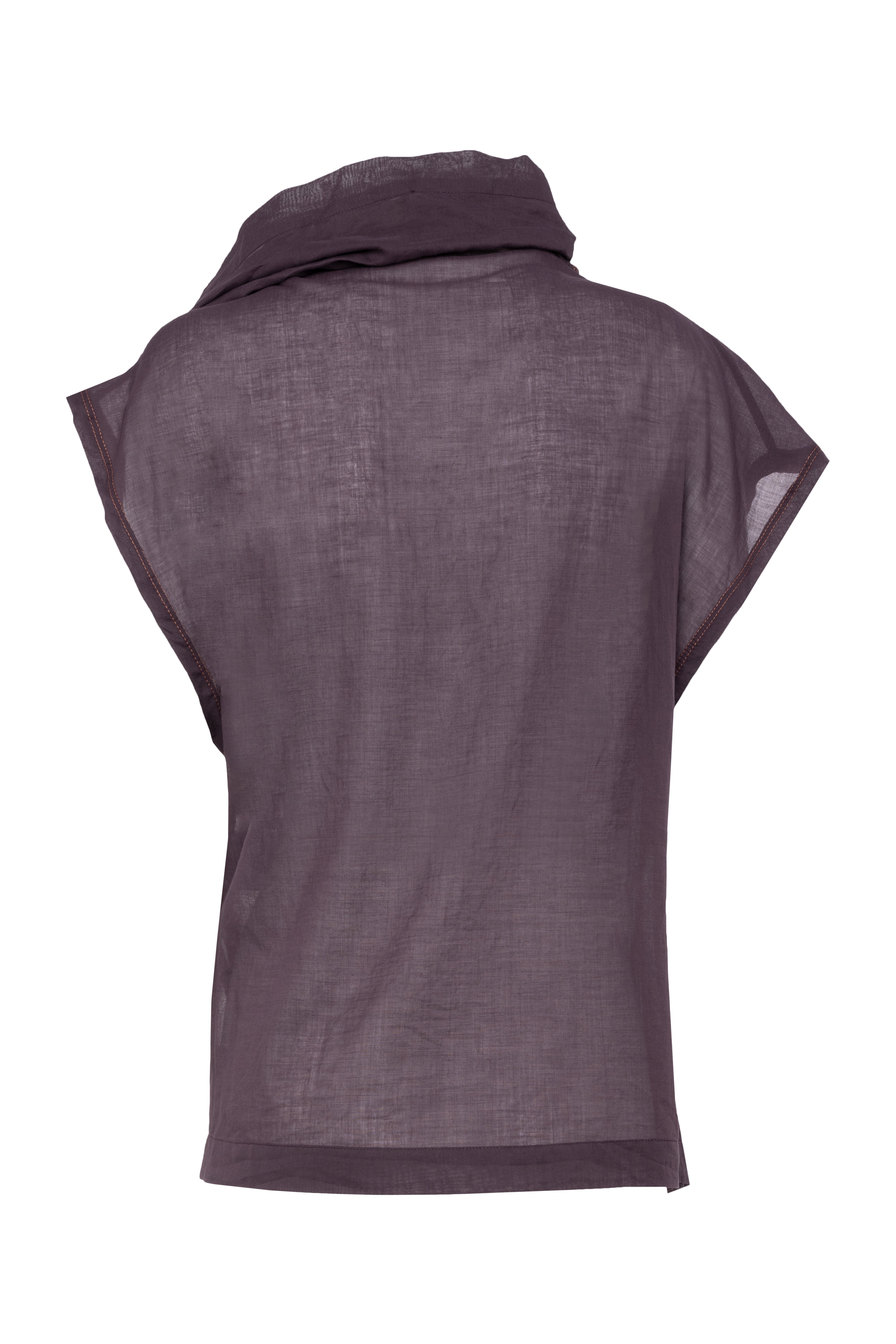 Short-Sleeve Plum Sheer Muslin Top