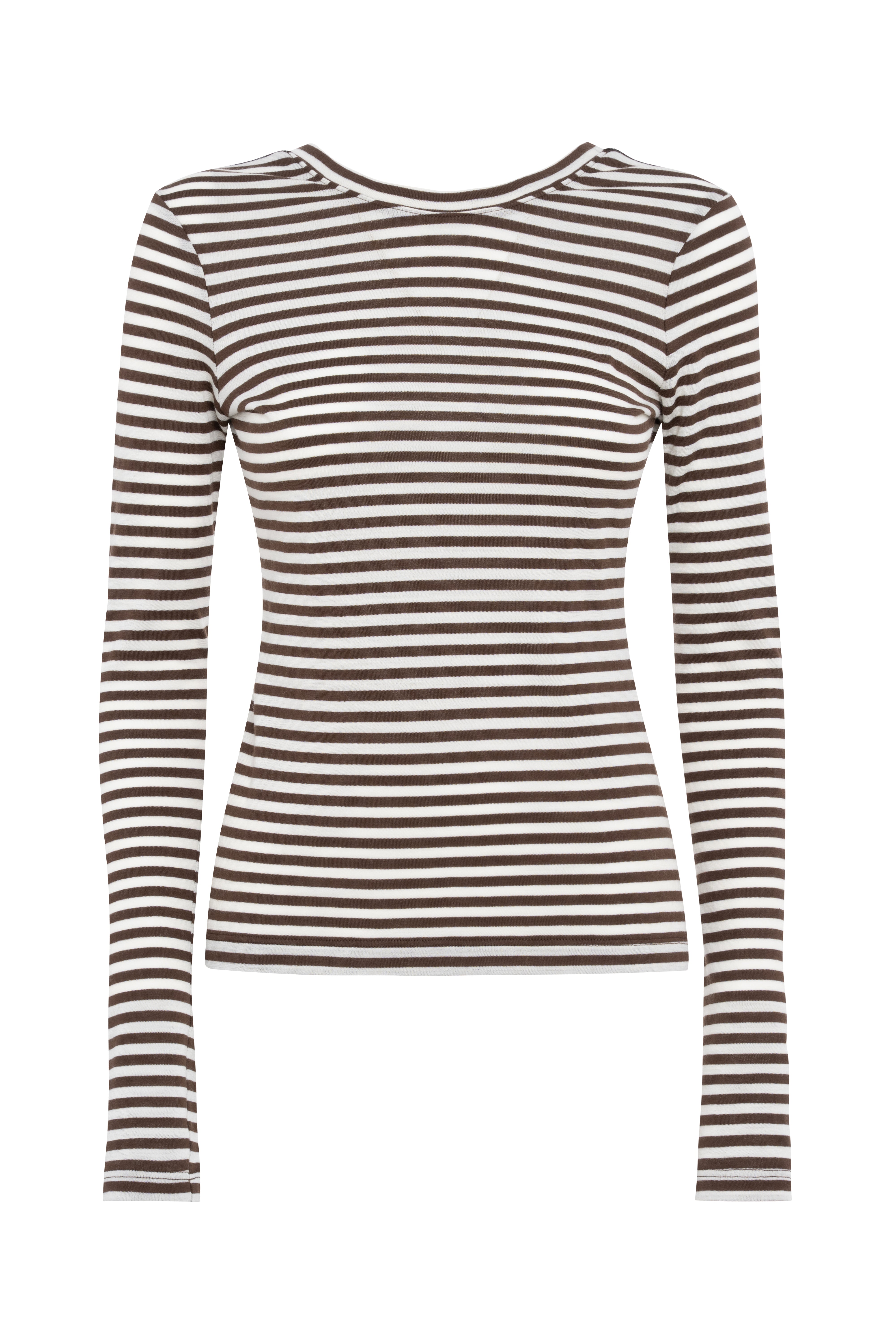 T-shirt marinière a maniche lunghe con vestibilità aderente