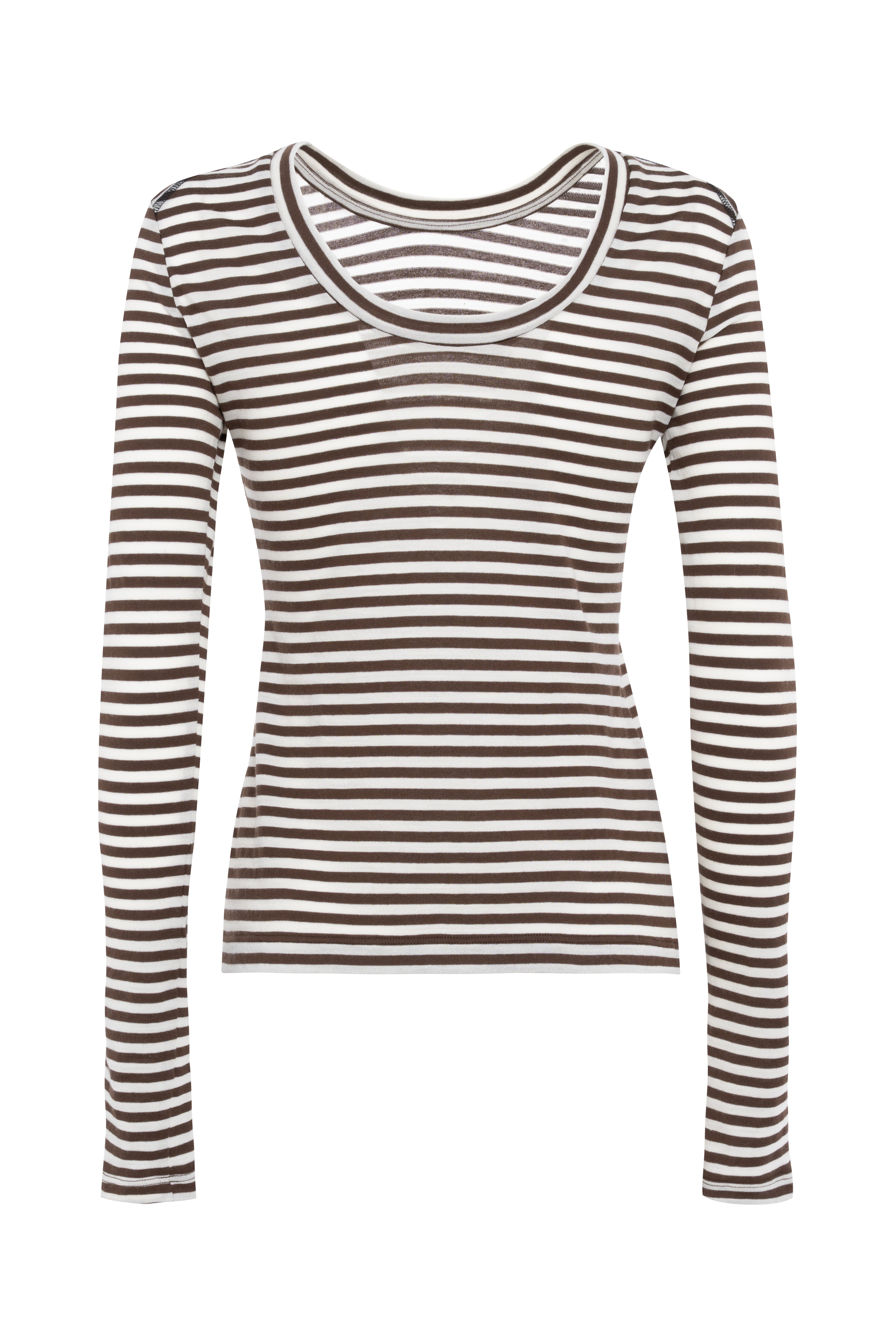 T-shirt marinière a maniche lunghe con vestibilità aderente