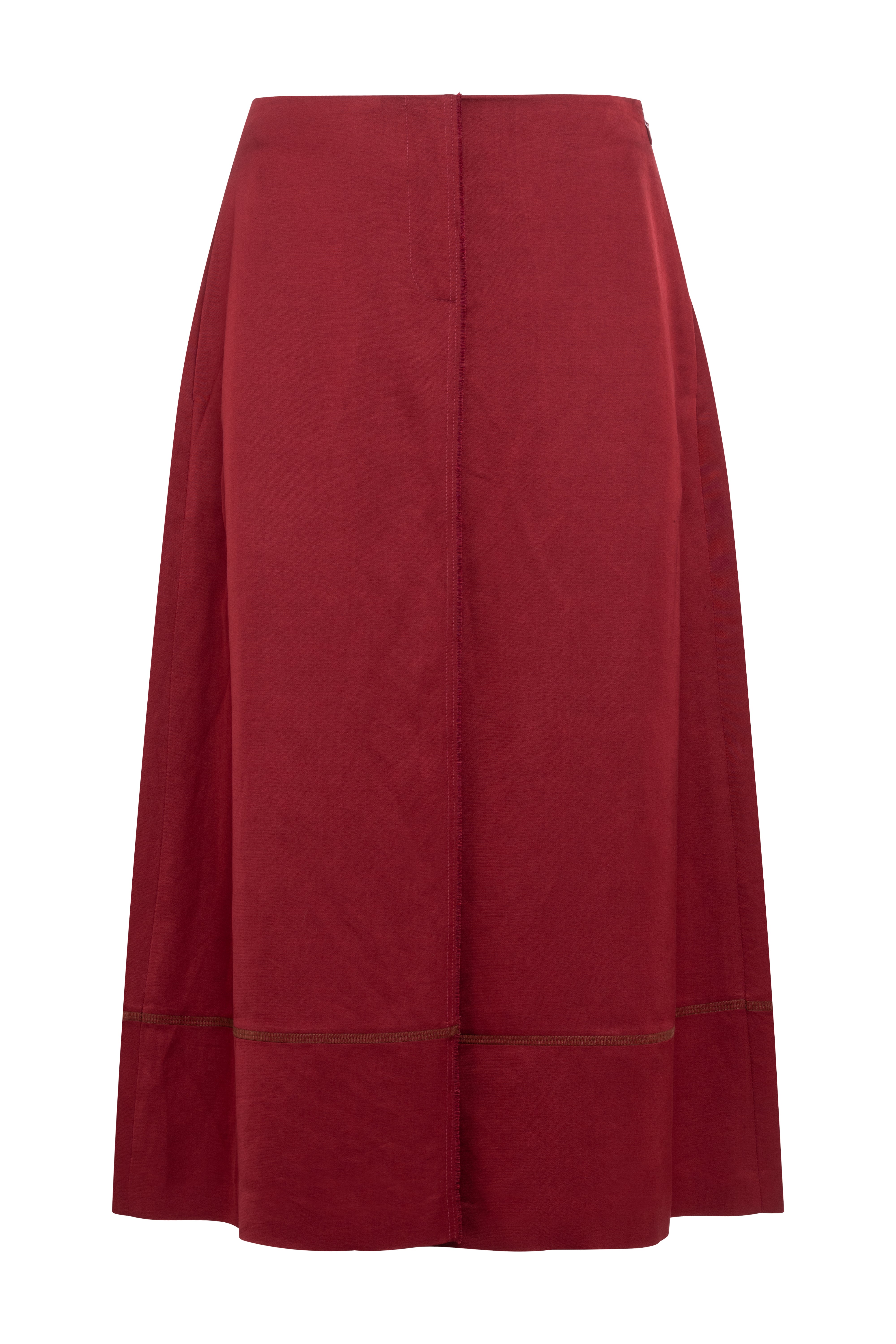 Soft Cherry-Coloured Wool-Blend Satin Midi Skirt