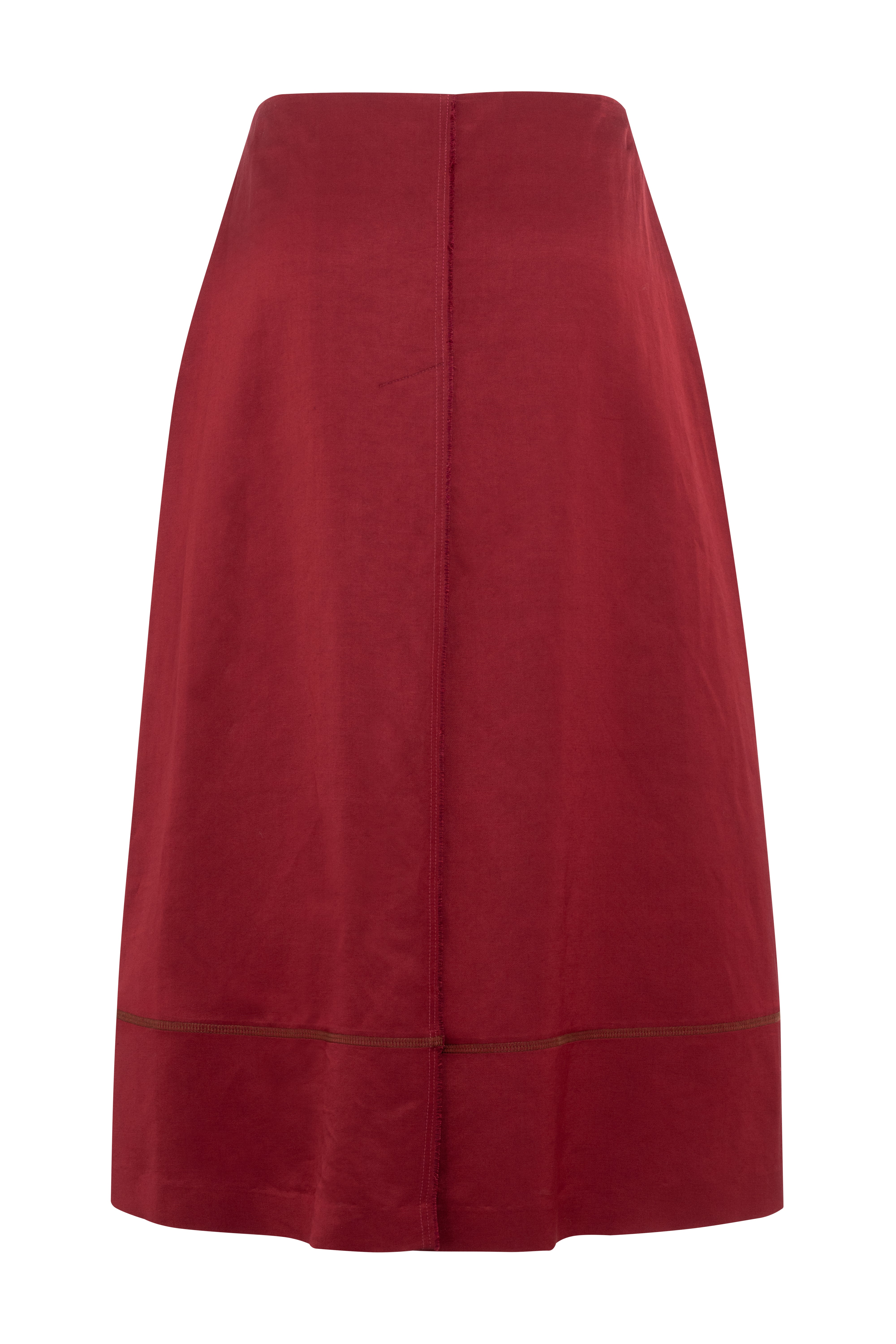 Soft Cherry-Coloured Wool-Blend Satin Midi Skirt