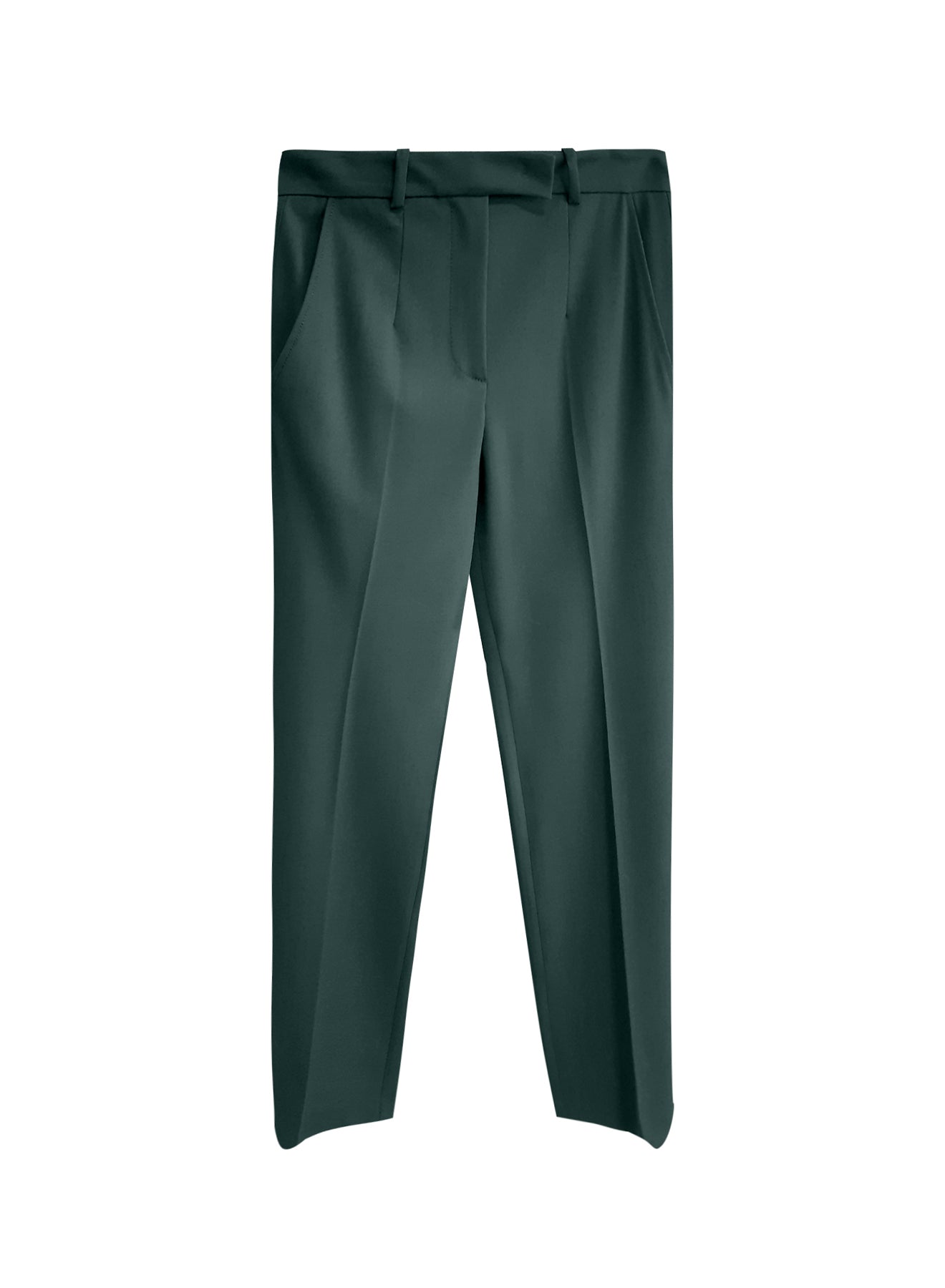 Petrol Green Flared Trousers In Wool