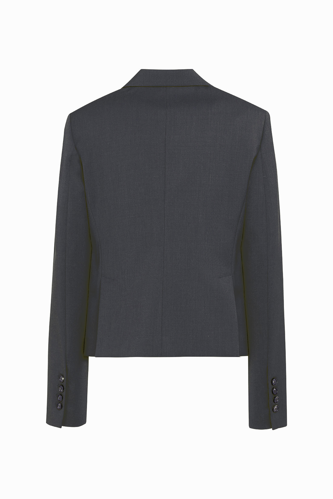 Grey Cropped Single-Breasted Blazer