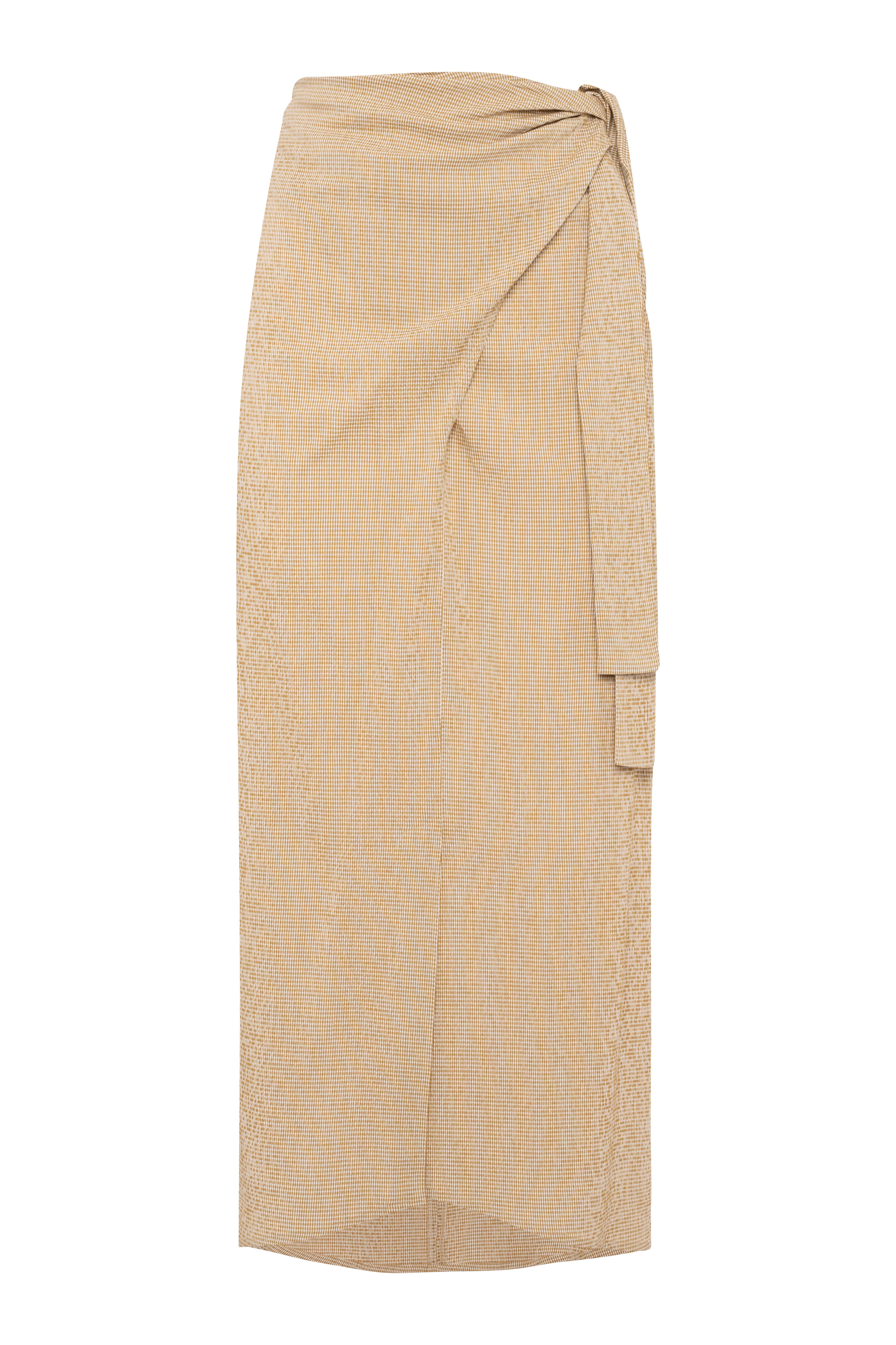 Pencil Viscose Maxi Skirt In Sand Color With Front Draping And Back Closure