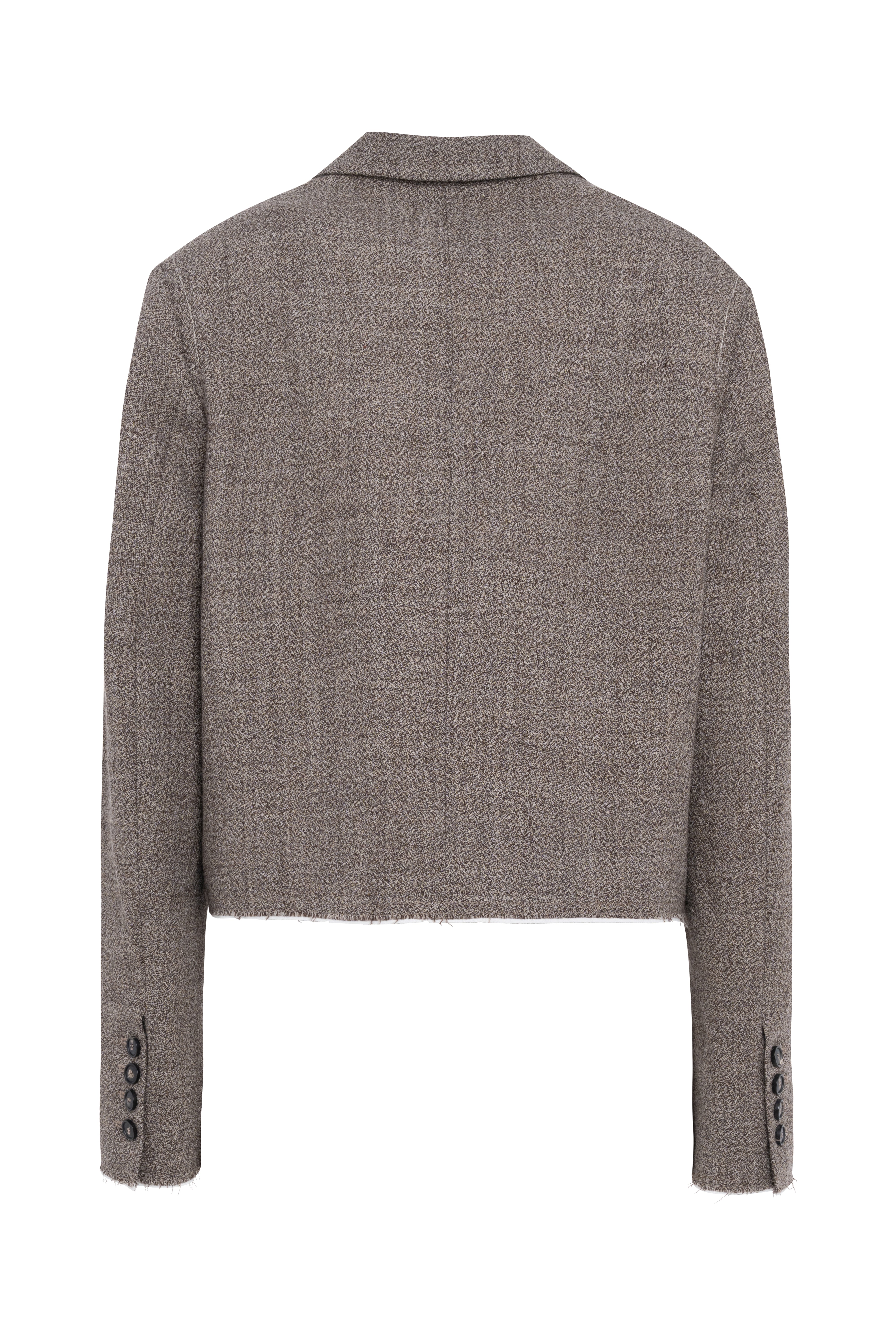 Blazer doppiopetto cropped in tessuto jaspé 