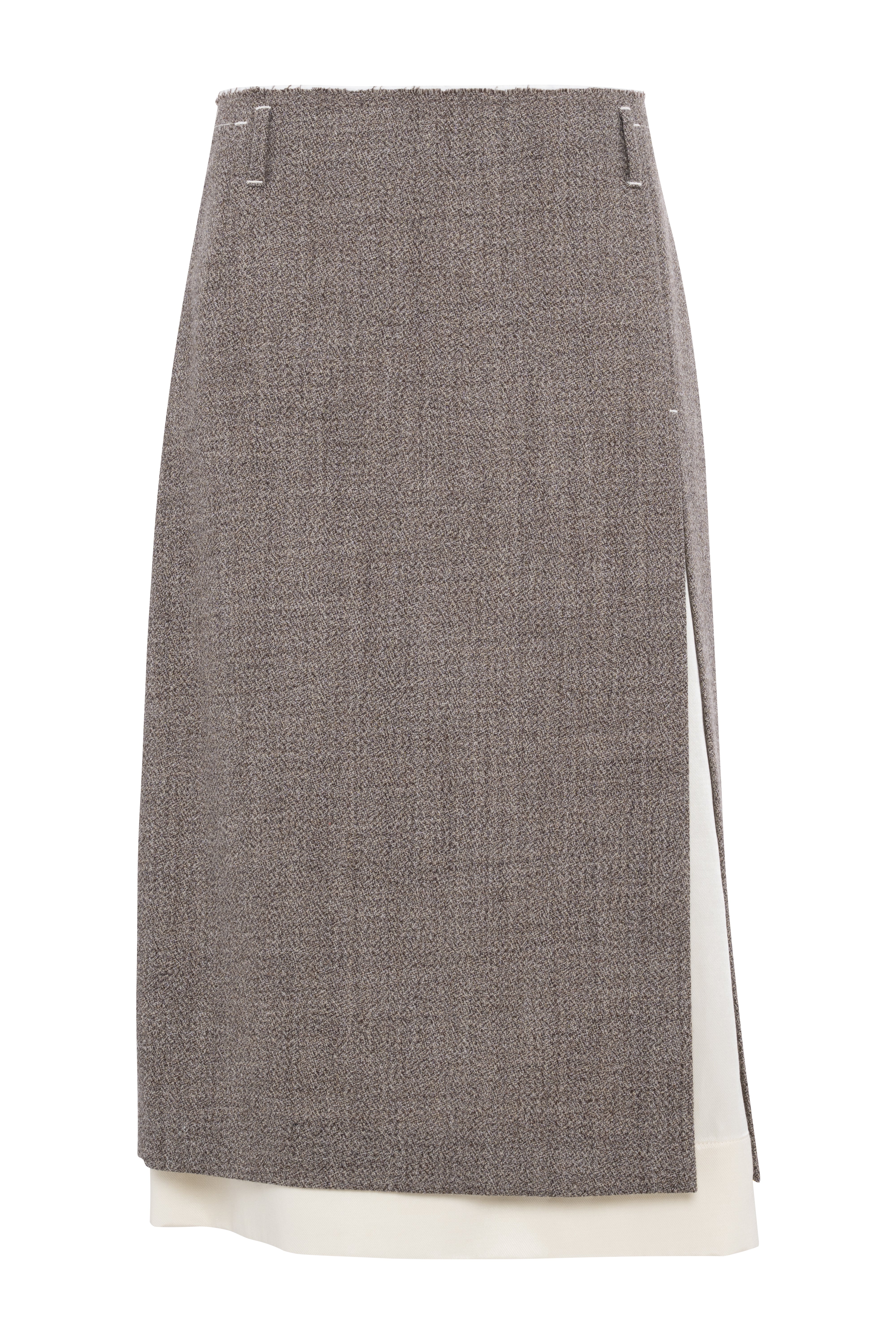 Midi Skirt With White Underskirt In Jaspé Fabric